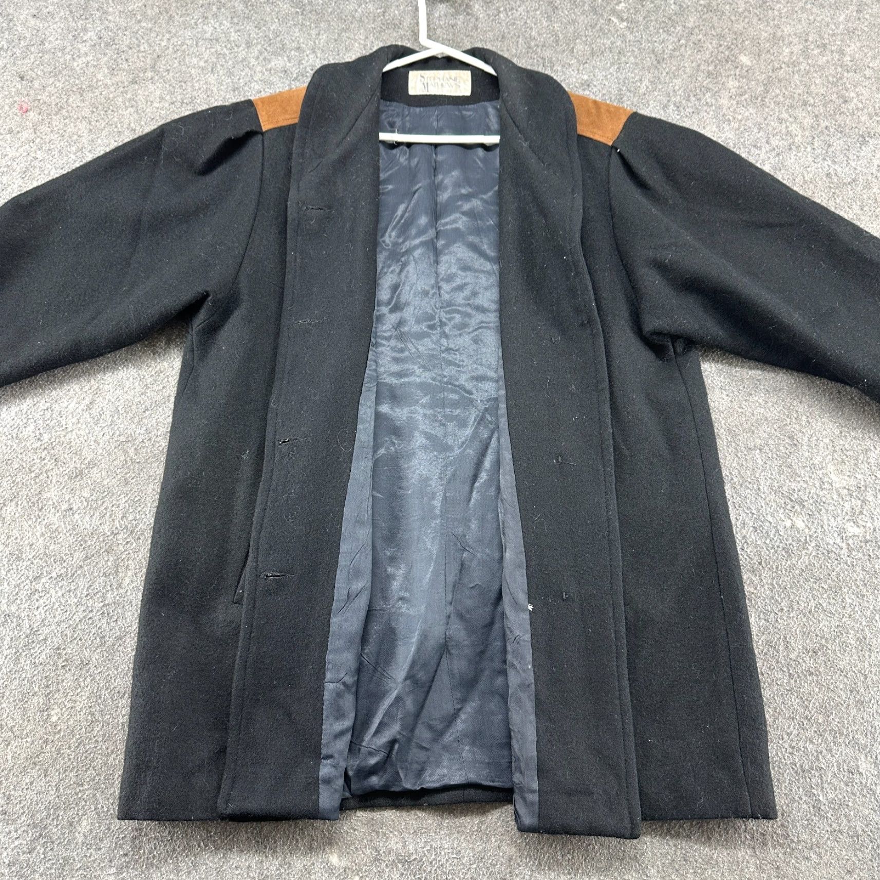 Vintage VINTAGE Stephanie Mathews Coat 14 Black Wool Shawl Collar Long Overcoat 90s Womens Size XL / US 12-14 / IT 48-50 - 5 Thumbnail