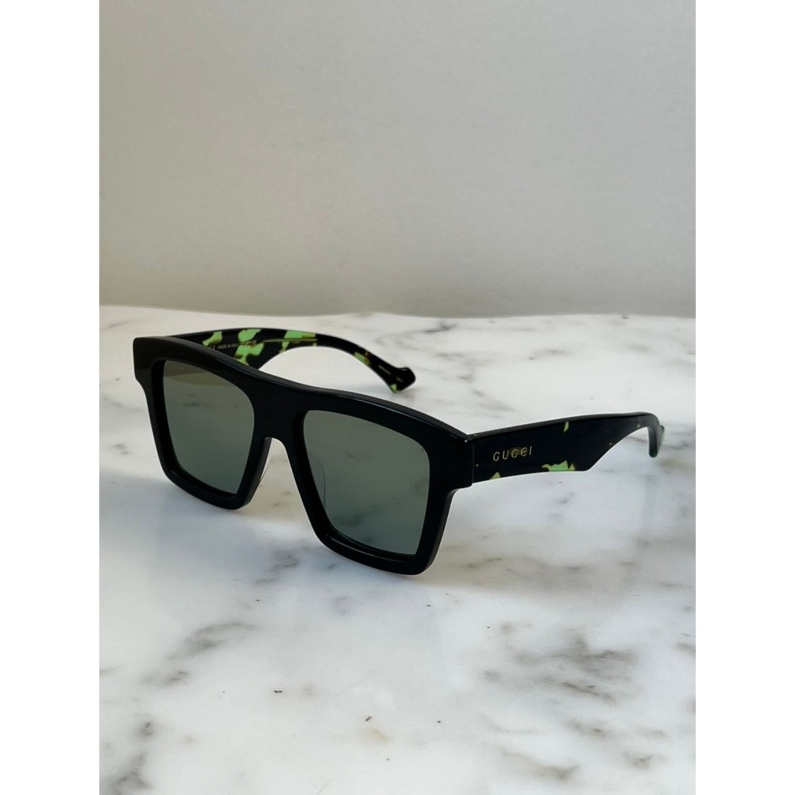 Gucci NEW Gucci GG0962S Black Green Flat Top Sunglasses Size ONE SIZE - 7 Thumbnail
