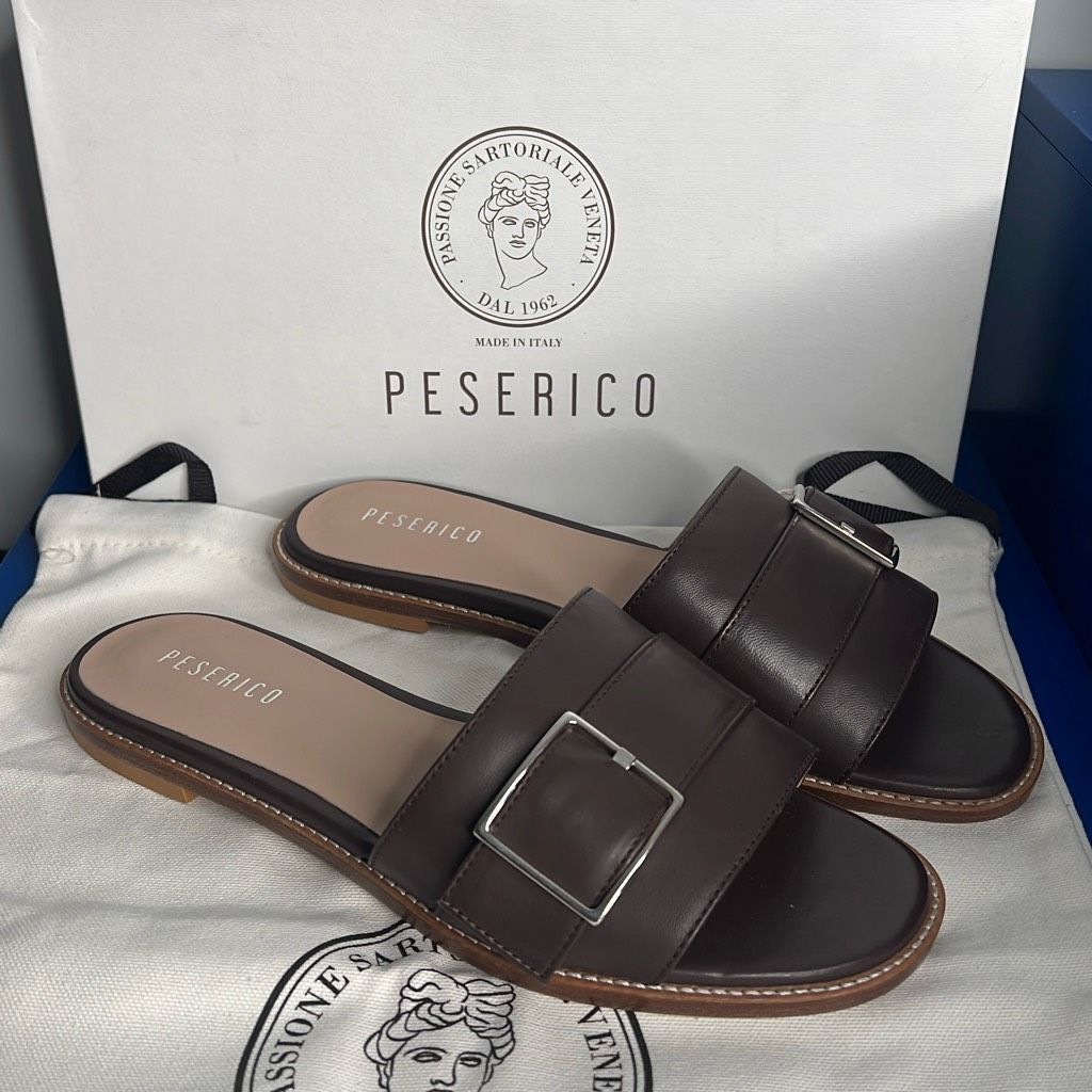 Other NIB Peserico Brown Slides Buckled Sandals Size US 6.5 / IT 36.5 - 1 Thumbnail