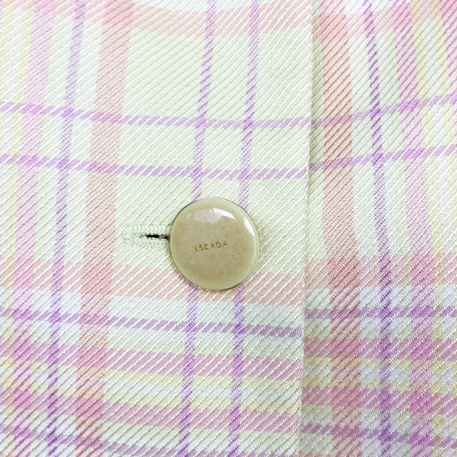 Escada Escada Pink Yellow Pastel Silk Blend Plaid Blazer Sz 40 Size M / US 6-8 / IT 42-44 - 3 Thumbnail