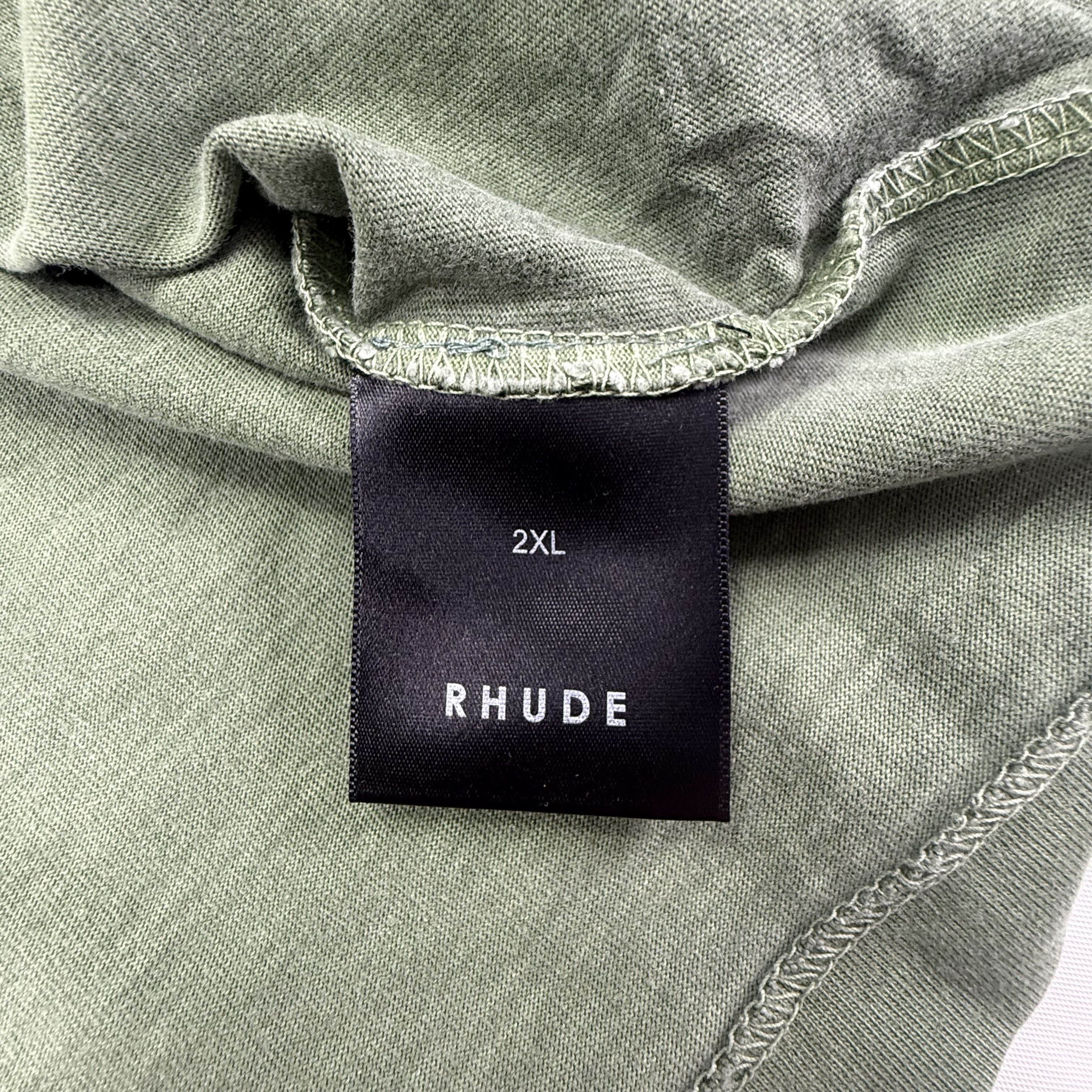 Rhude Rhude Script Logo Raglan T-Shirt Sage Green Washed 2XL Size US XXL / EU 58 / 5 - 5 Thumbnail