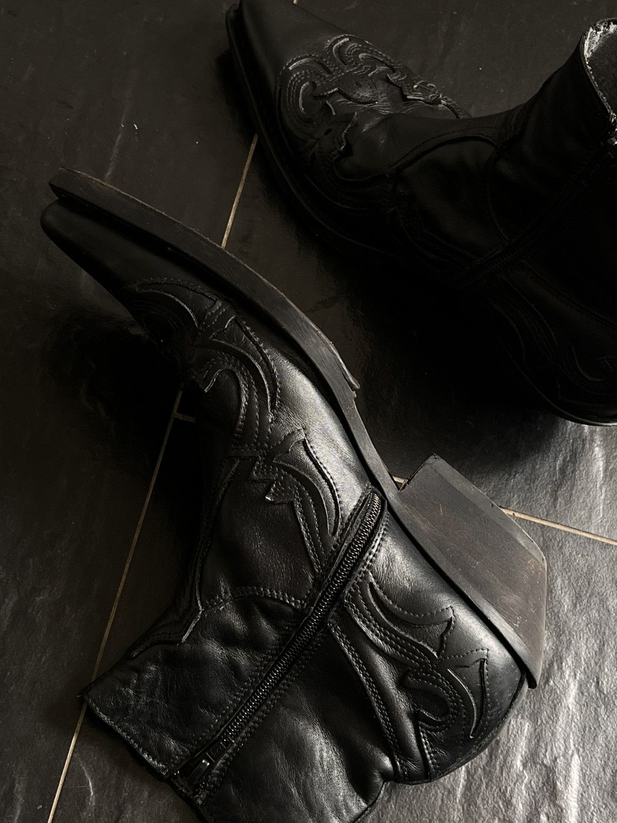 Other Leather Western Boots Vintage Style Cowboy Ankle Boots Size US 8.5 / EU 41-42 - 6 Thumbnail