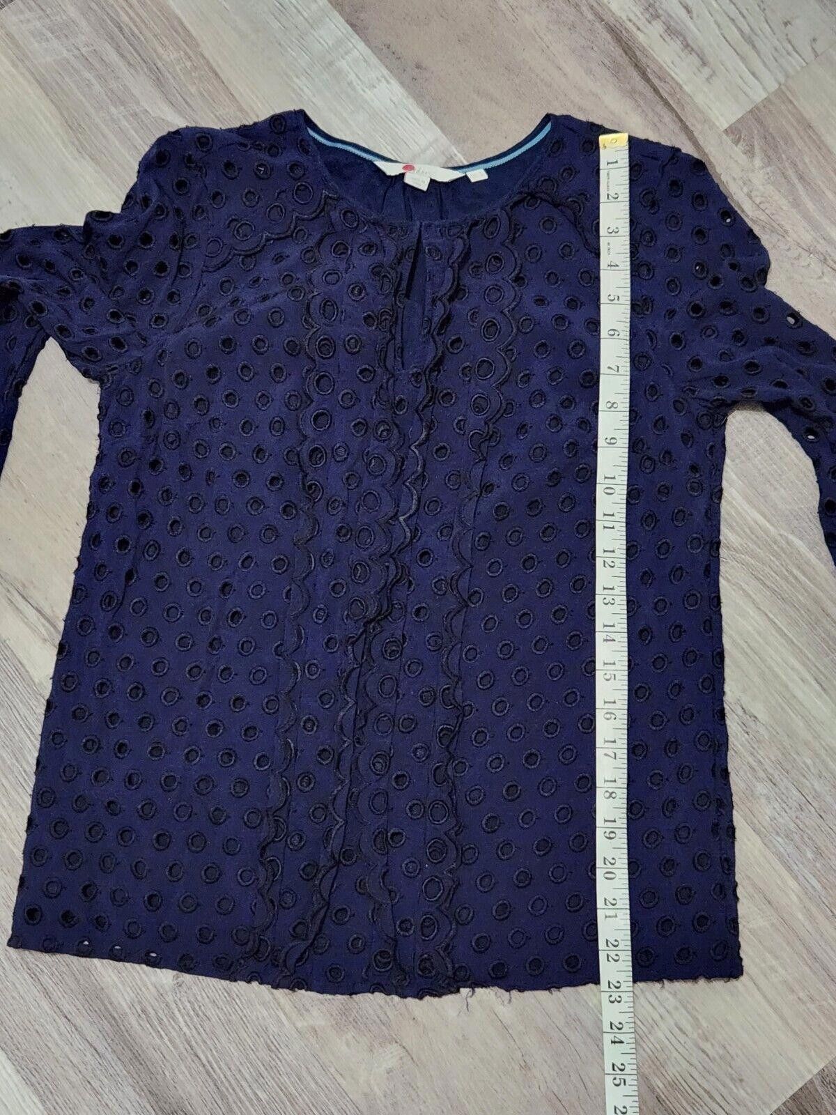 Boden Boden Top Size 4 Blue Long Sleeve Eyelet Blouse Classy Size S / US 4 / IT 40 - 6 Thumbnail