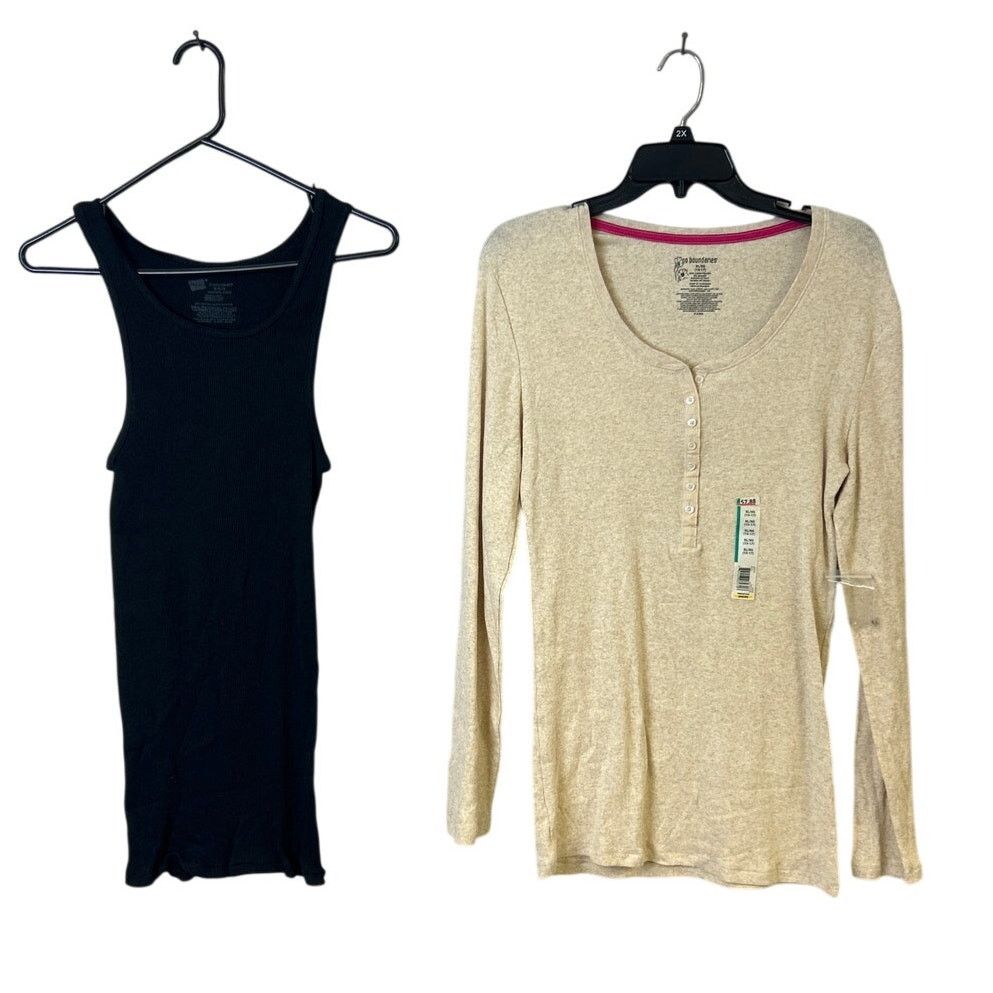 Hanes Lot Of 2 New Hanes Womens Medium XL Long Sleeve Tank Tops Size M / US 6-8 / IT 42-44 - 1 Thumbnail