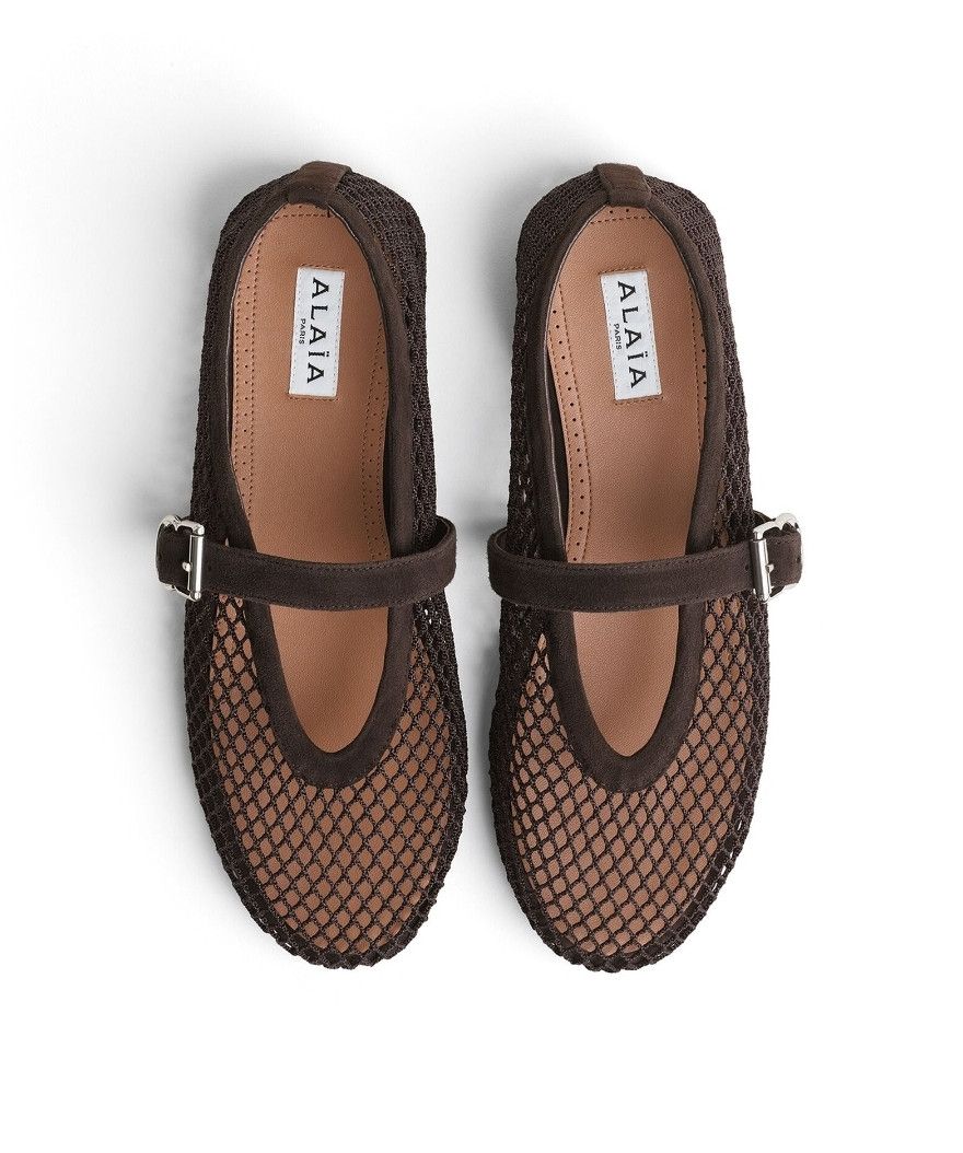 Suede Ballet Flats In Fishnet in Brown, Women's (Size 6) — image 3 of 6