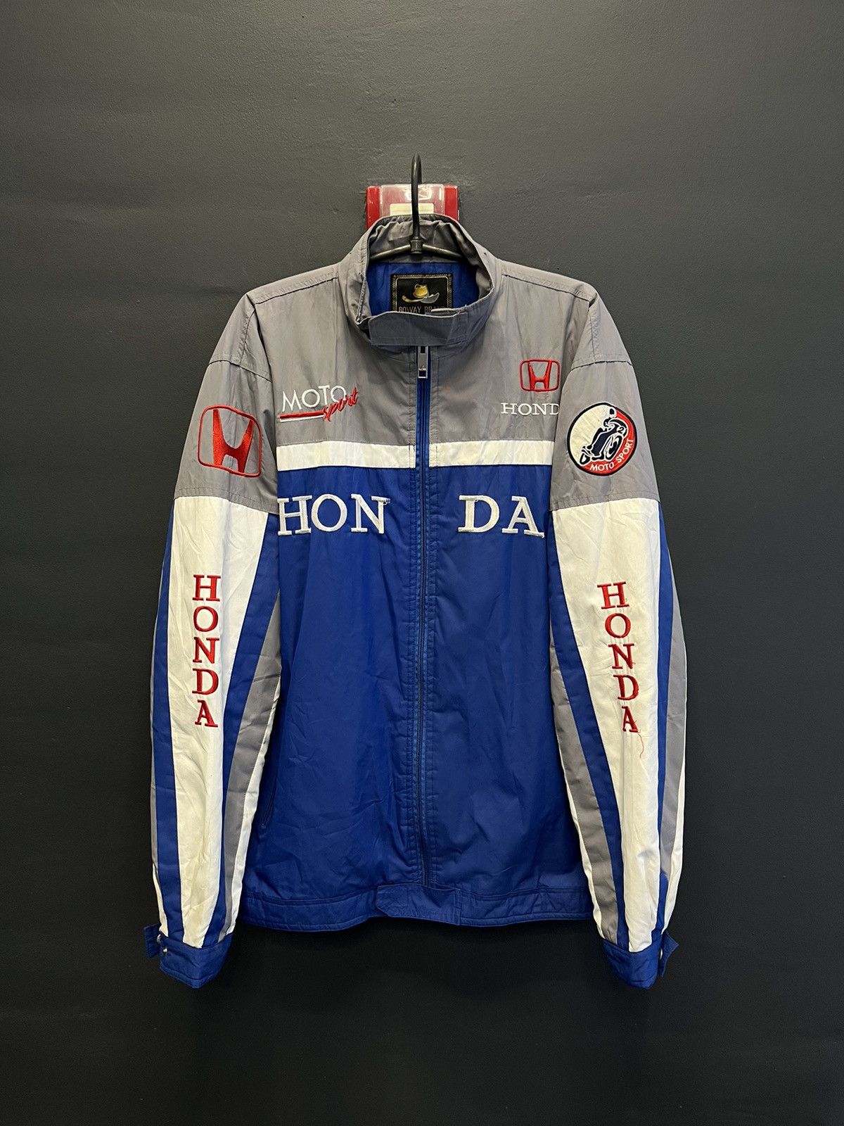 image of Honda Moto Sport Japan Y2K Racing Jacket in Blue, Men's (Size 2XL)