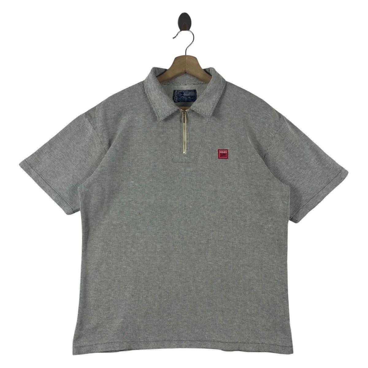 Japanese Brand × Kenzo Vintage KENZO Half zipper stripe polo tee Size US L / EU 52-54 / 3 - 1 Thumbnail