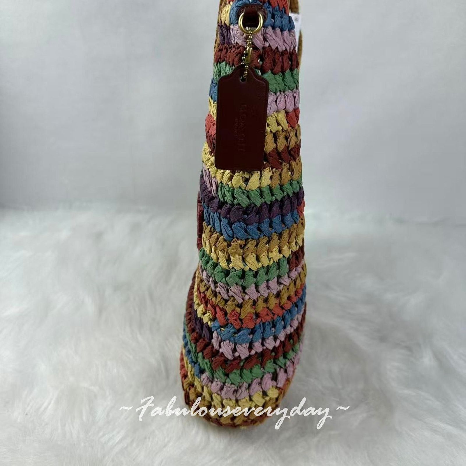 Coach COACH Brooklyn Shoulder Bag 34 In Straw/Brass/Multi CDZ40 Size ONE SIZE - 4 Thumbnail