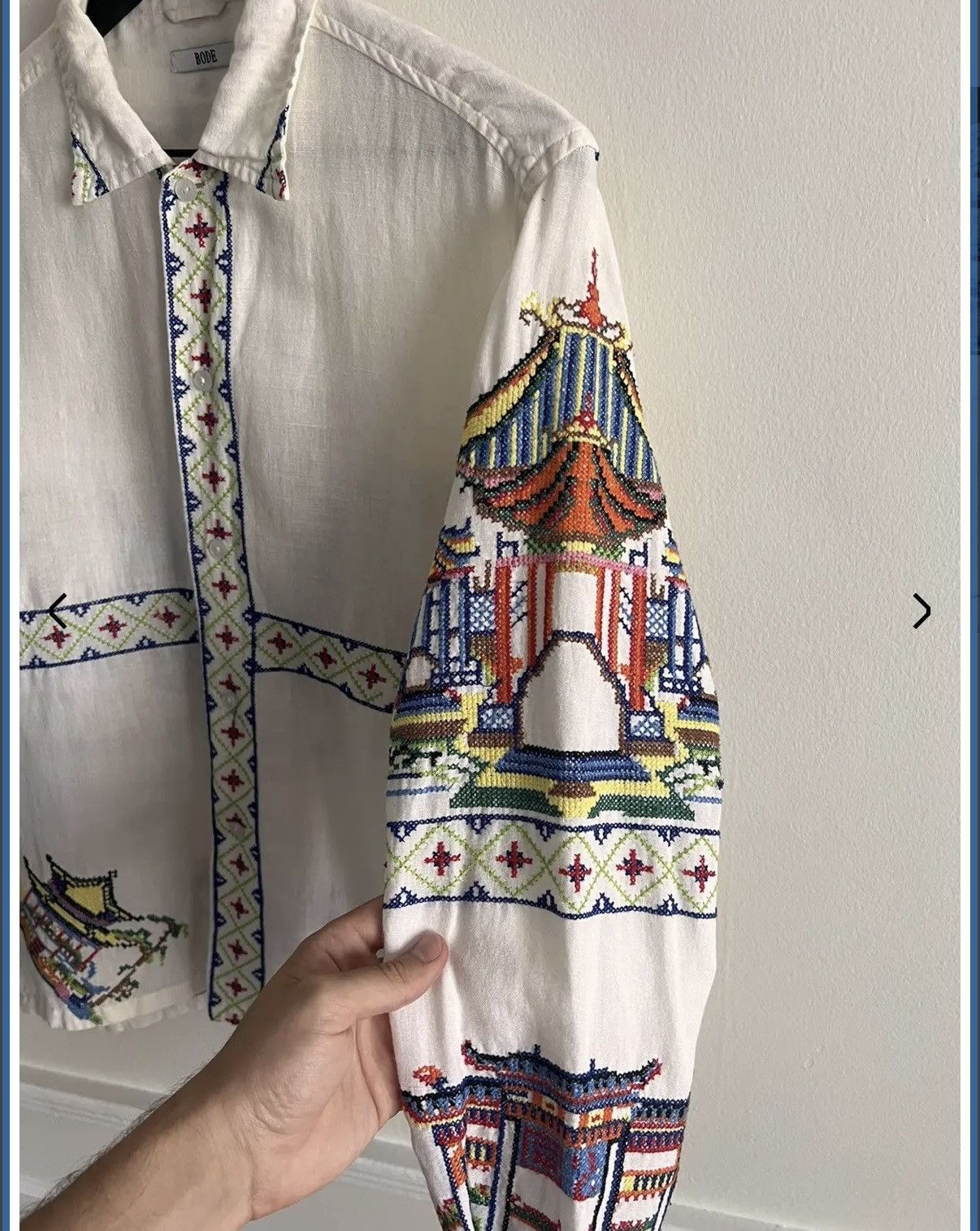 Bode BODE Pagoda Embroidered Linen Button Down Size US M / EU 48-50 / 2 - 3 Thumbnail