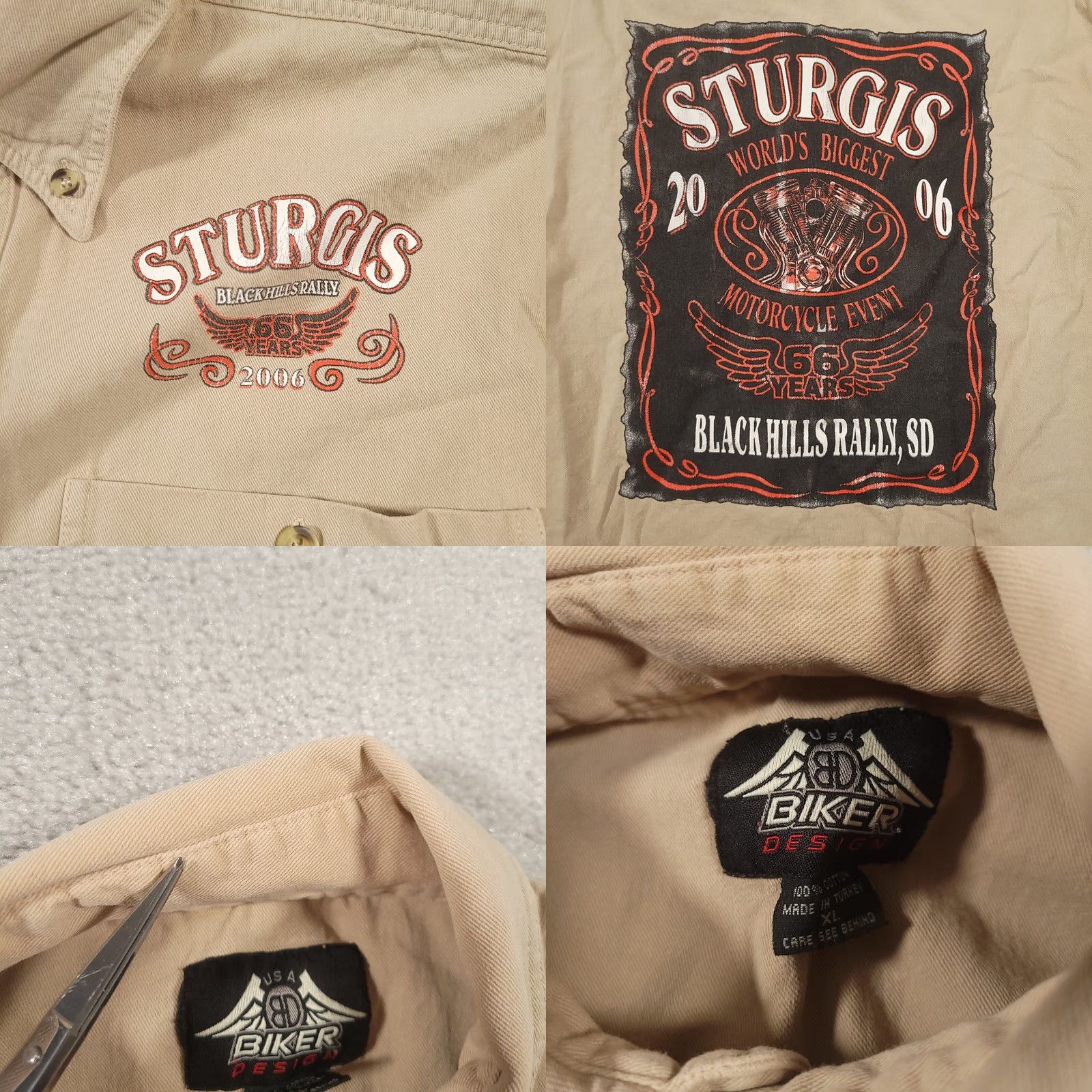Vintage VINTAGE Sturgis 2006 Biker Design Button Up Shirt XL Tan Beige Black Hills Men Shirt Size US XL / EU 56 / 4 - 9 Thumbnail