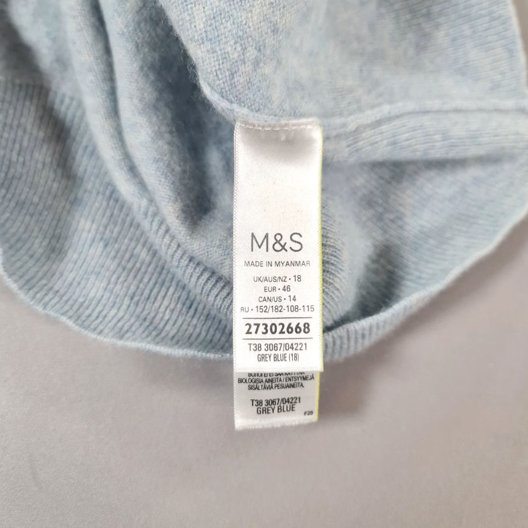 Vintage Autograph Jumper Blue 18 UK Turtle Neck 100% Cashmere Knit Pullover Womens Long Sleeve Roll Neck Casual Winter 100% Cashmere Womens Jumper Size XXL / US 16-18 / IT 52-54 - 7 Thumbnail