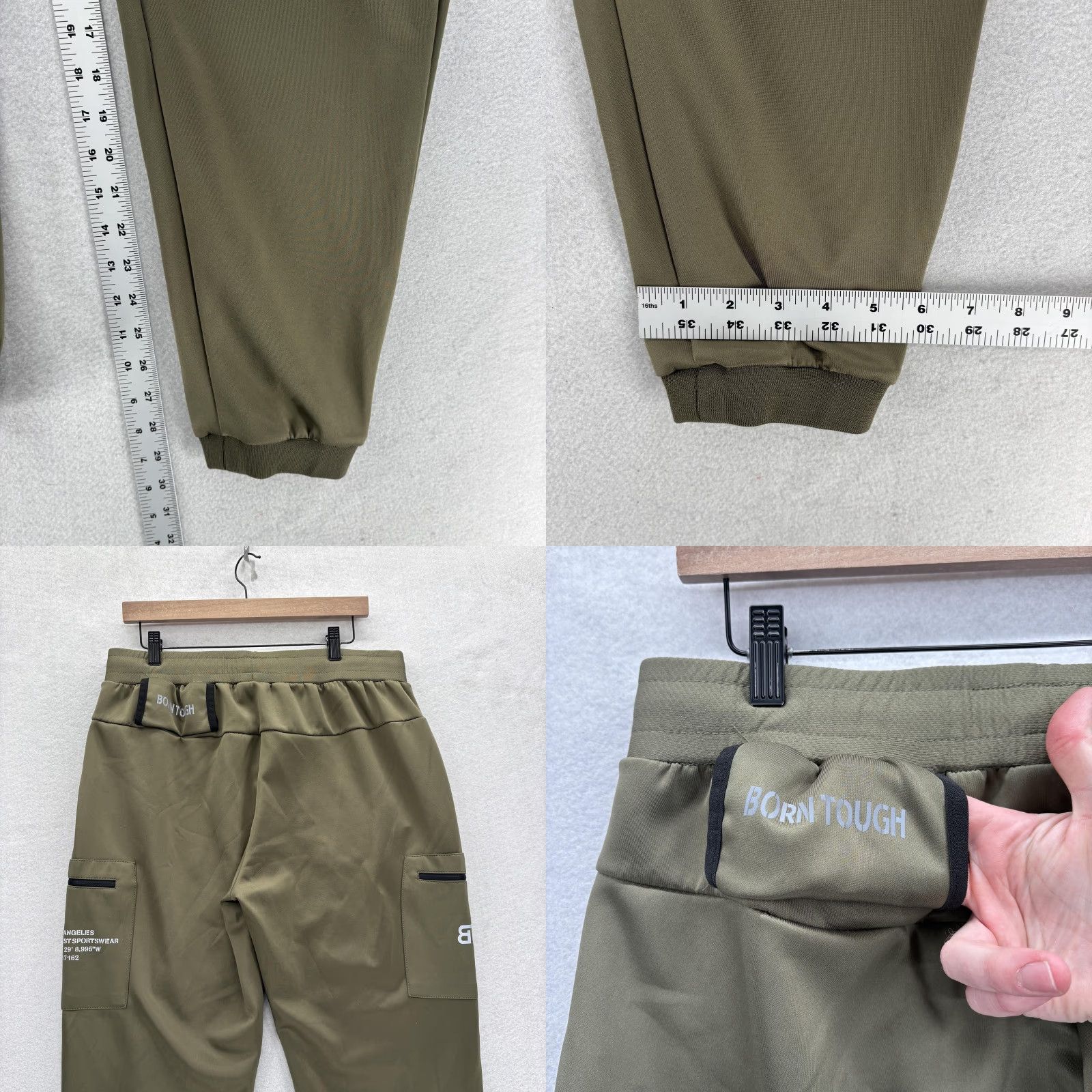 Born Born Tough Momentum Jogger Pants Mens XL Green Cargo Pocket Tapered Stretch Tech Cannabis? Size US 36 / EU 52 - 8 Thumbnail