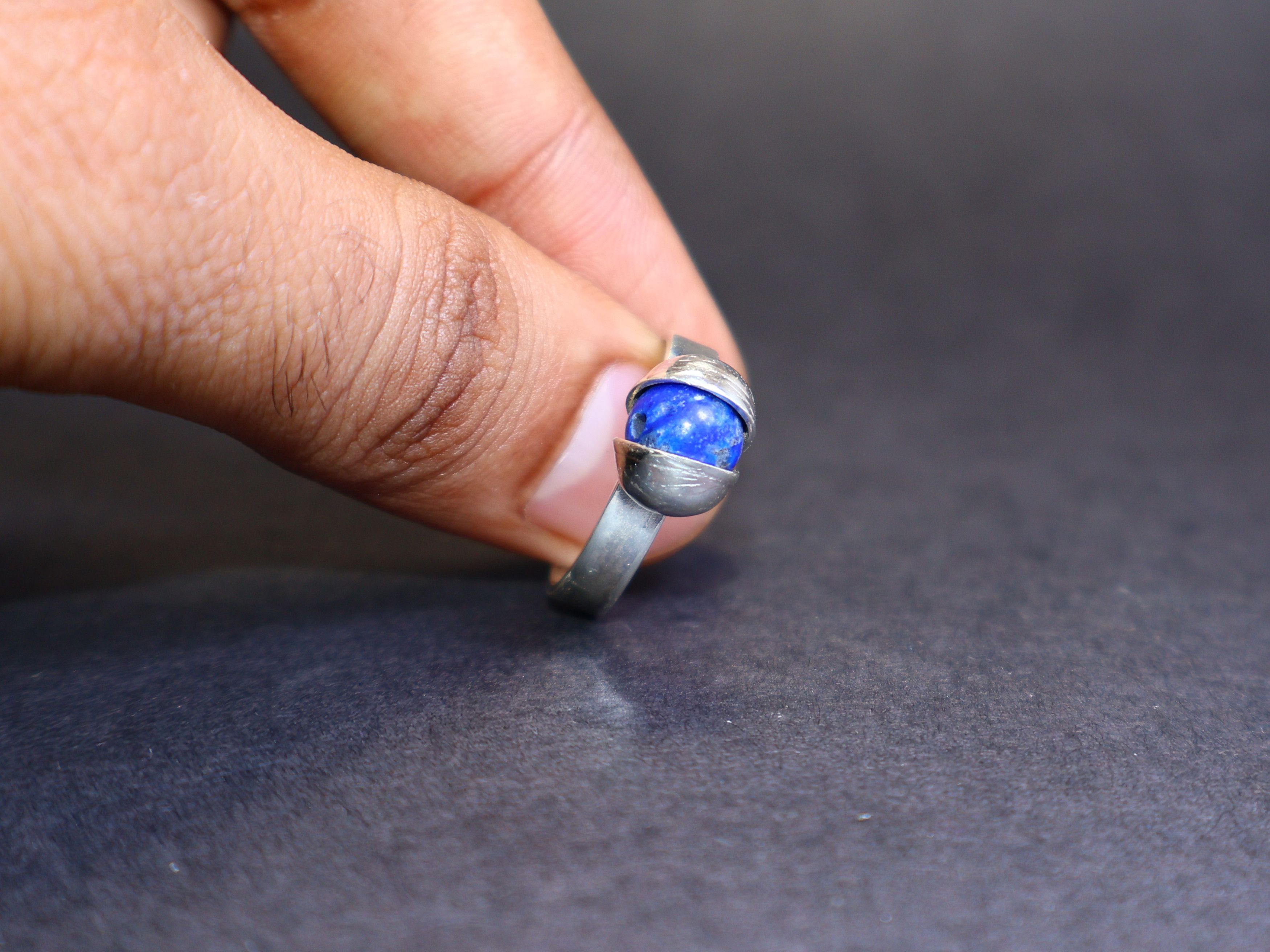 Handmade Lapis Lazuli Ring, Sterling Silver Handmade Gemstone Ring, Size ONE SIZE - 7 Thumbnail