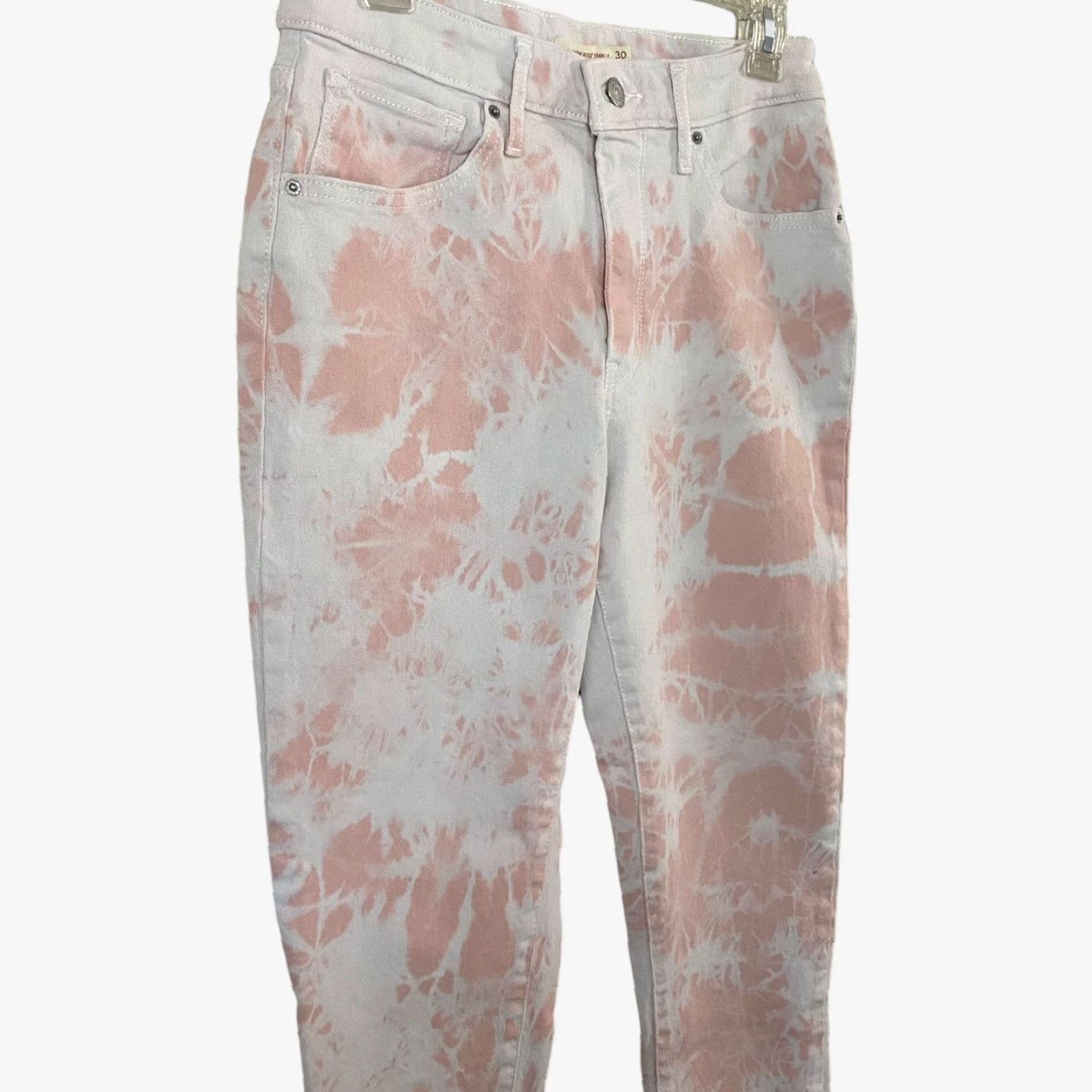 Levi's Levi's Jeans Women's 30 721 High-Rise Skinny Ankle White Pink Tie-Dye Denim Stretch 5-Pocket Zip Fly Size 30" / US 8 / IT 44 - 4 Thumbnail
