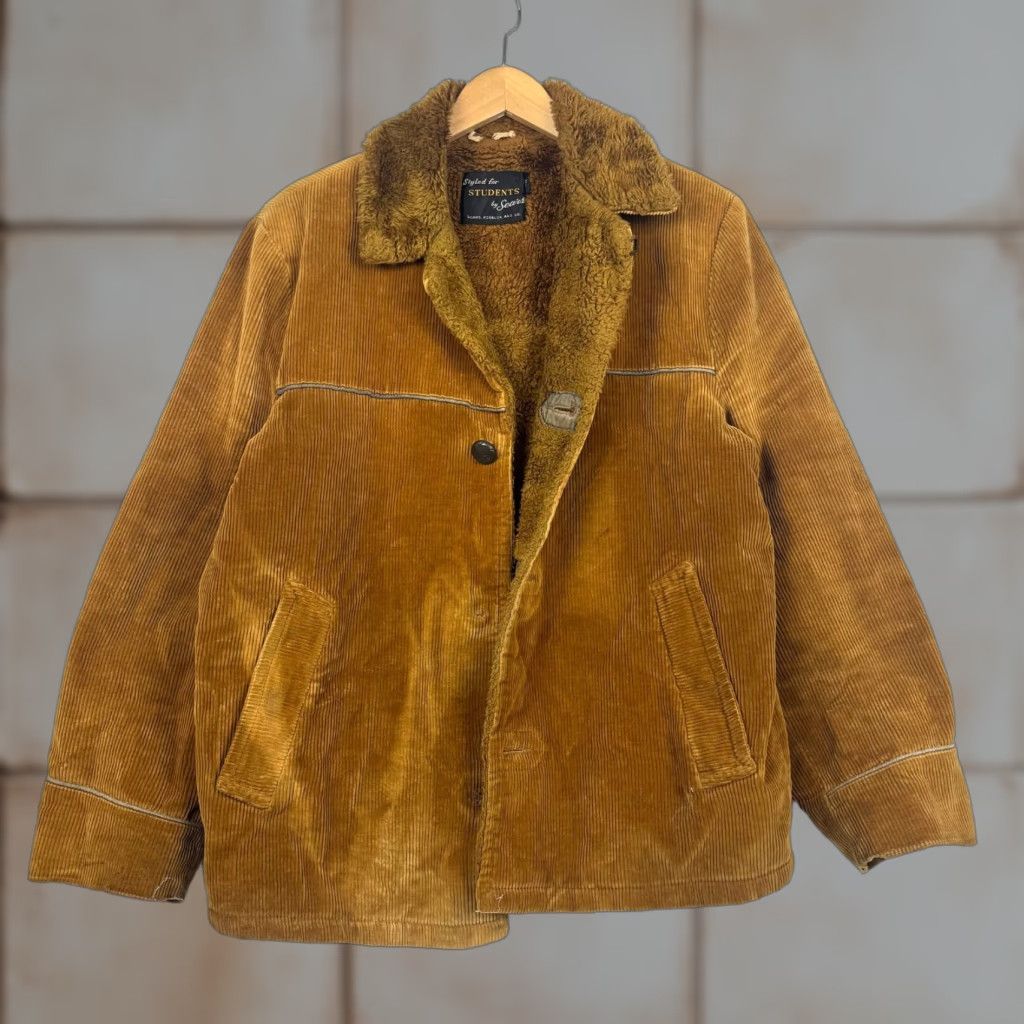 Sears VINTAGE Sears Roebuck Brown Corduroy Sherpa Lined Jacket Medium Brown Corduroy Sherpa Lined Field Jacket 1970s Mens Size US M / EU 48-50 / 2 - 1 Thumbnail