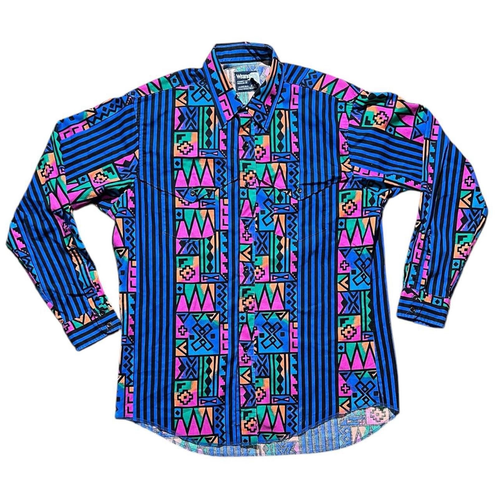 Wrangler Vintage Wrangler Geometic Brushpopper Pattern western Shirt Size US XL / EU 56 / 4 - 1 Thumbnail