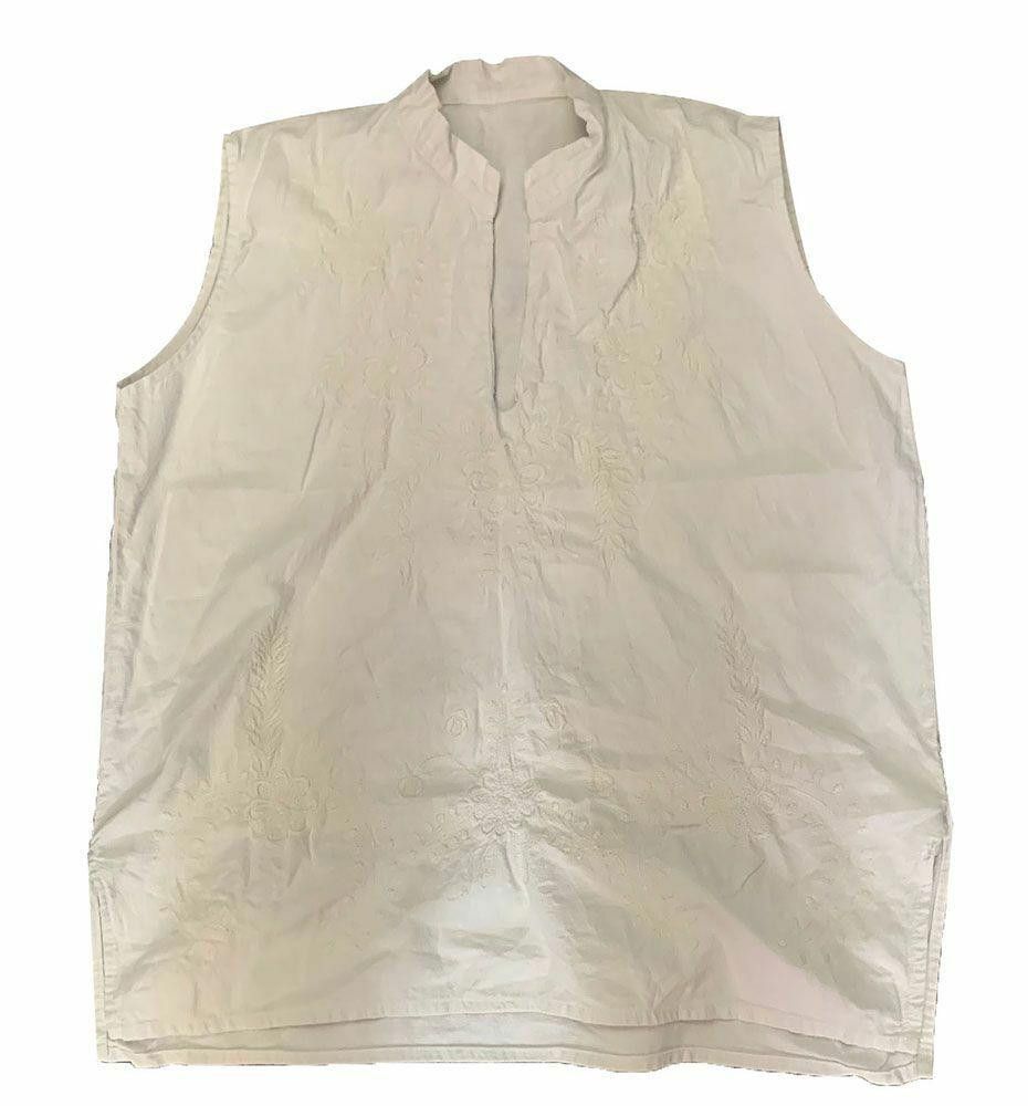Designer Pre Owned White Hand Made Blouse Xl Size XL / US 12-14 / IT 48-50 - 2 Thumbnail