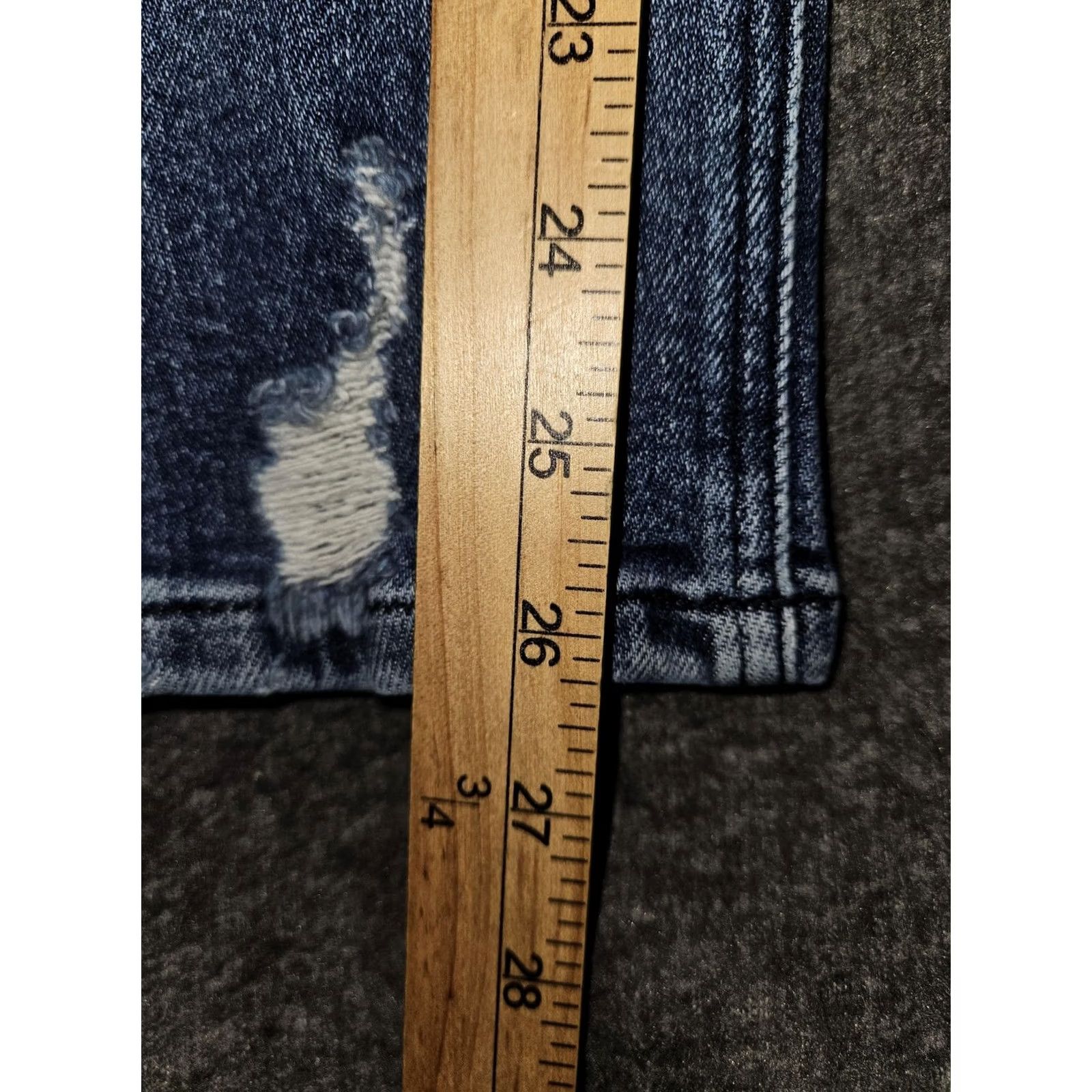 Vintage KanCan Jeans Juniors 9/28 Blue Mid Rise Skinny Distressed Stretch Denim Pants Size 30" / US 8 / IT 44 - 6 Thumbnail