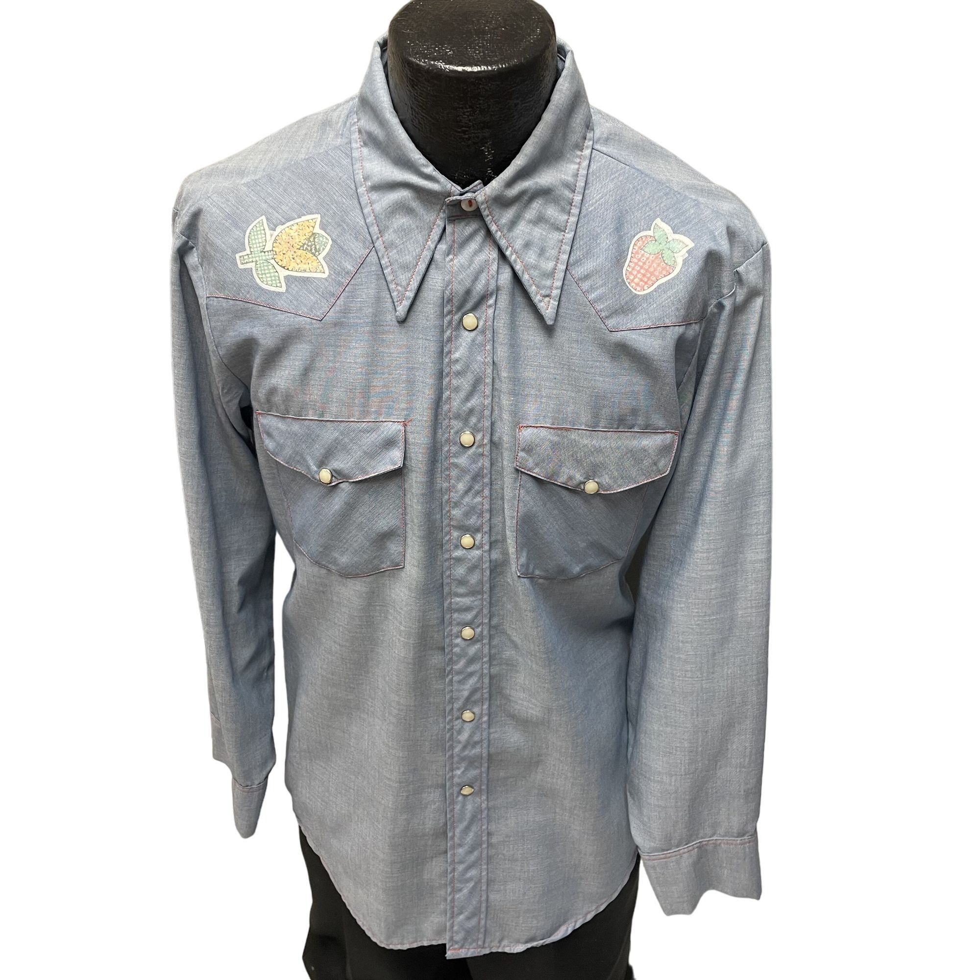 Vtg JcPenney BiG MaC Blue Thin CHAMBRAY 50/50 shirt