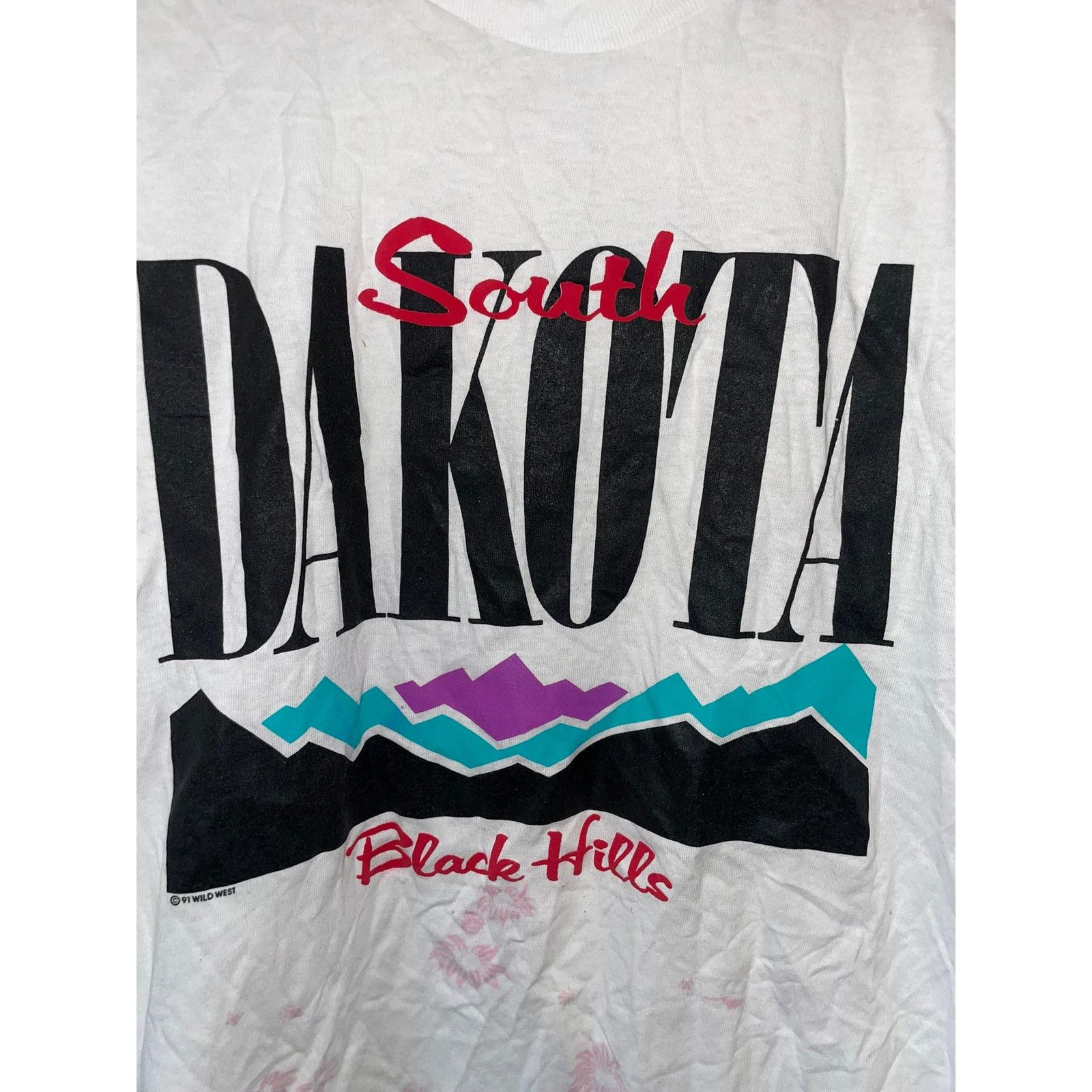 Jerzees Vintage Test Print Shirt South Dakota Black Hills White Tee Size US M / EU 48-50 / 2 - 2 Thumbnail