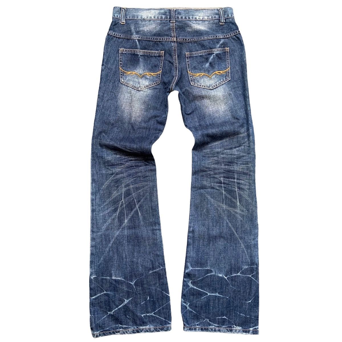 GOSTAR DE FUGA × If Six Was Nine × Le Grande Bleu (L.G.B.) Japanese Fuga Distressed Flare Denim Jeans Size US 31 - 3 Thumbnail
