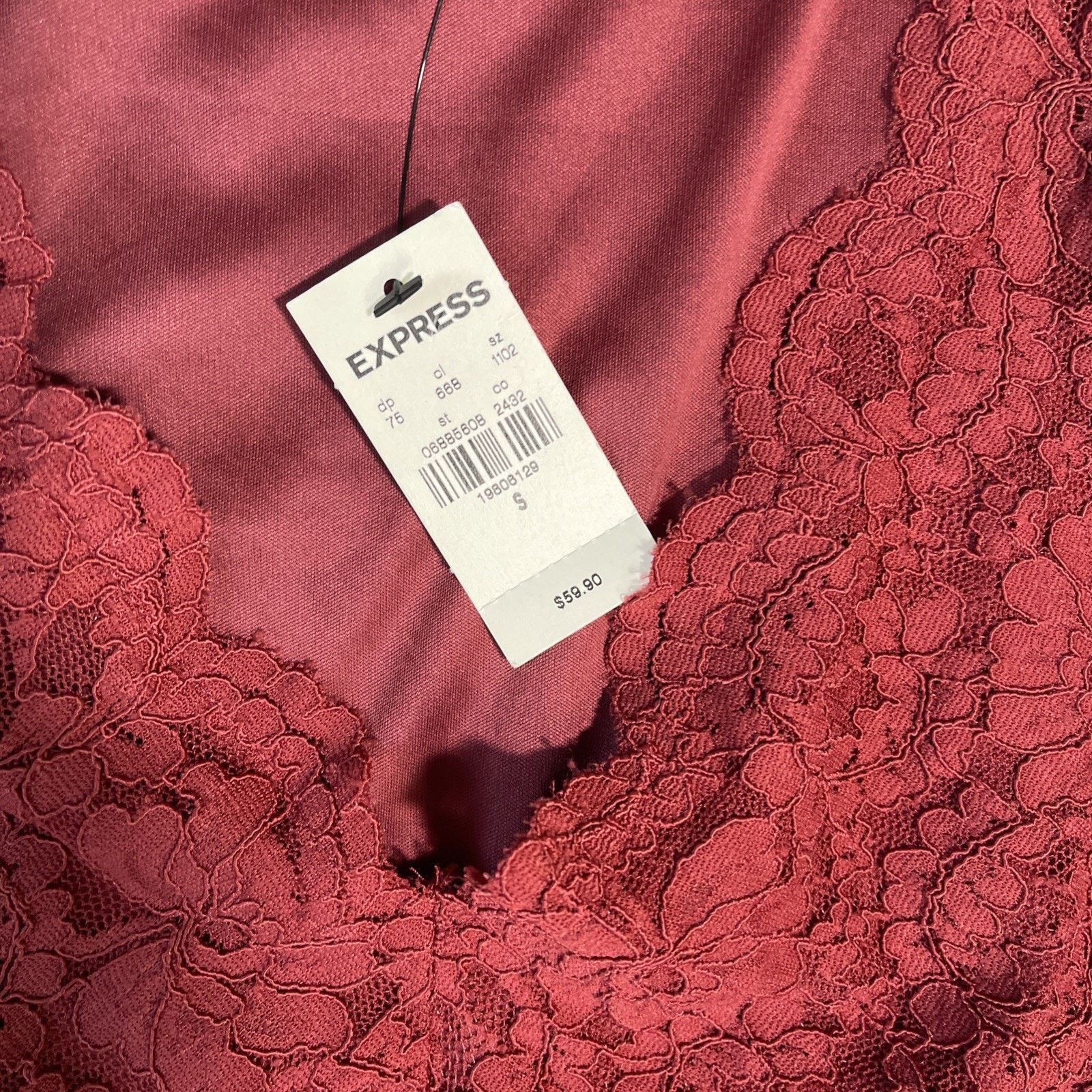 Express Express Burgundy Lace Bodysuit Small- NWT Retail $59.90 Size S / US 4 / IT 40 - 2 Thumbnail