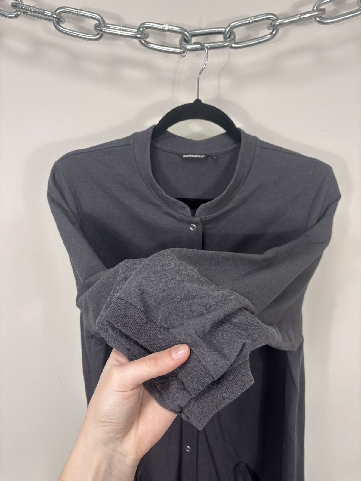 Marimekko Marimekko Women’s Grey Cotton Blend Long Cardigan Dress Size XL / US 12-14 / IT 48-50 - 12 Thumbnail