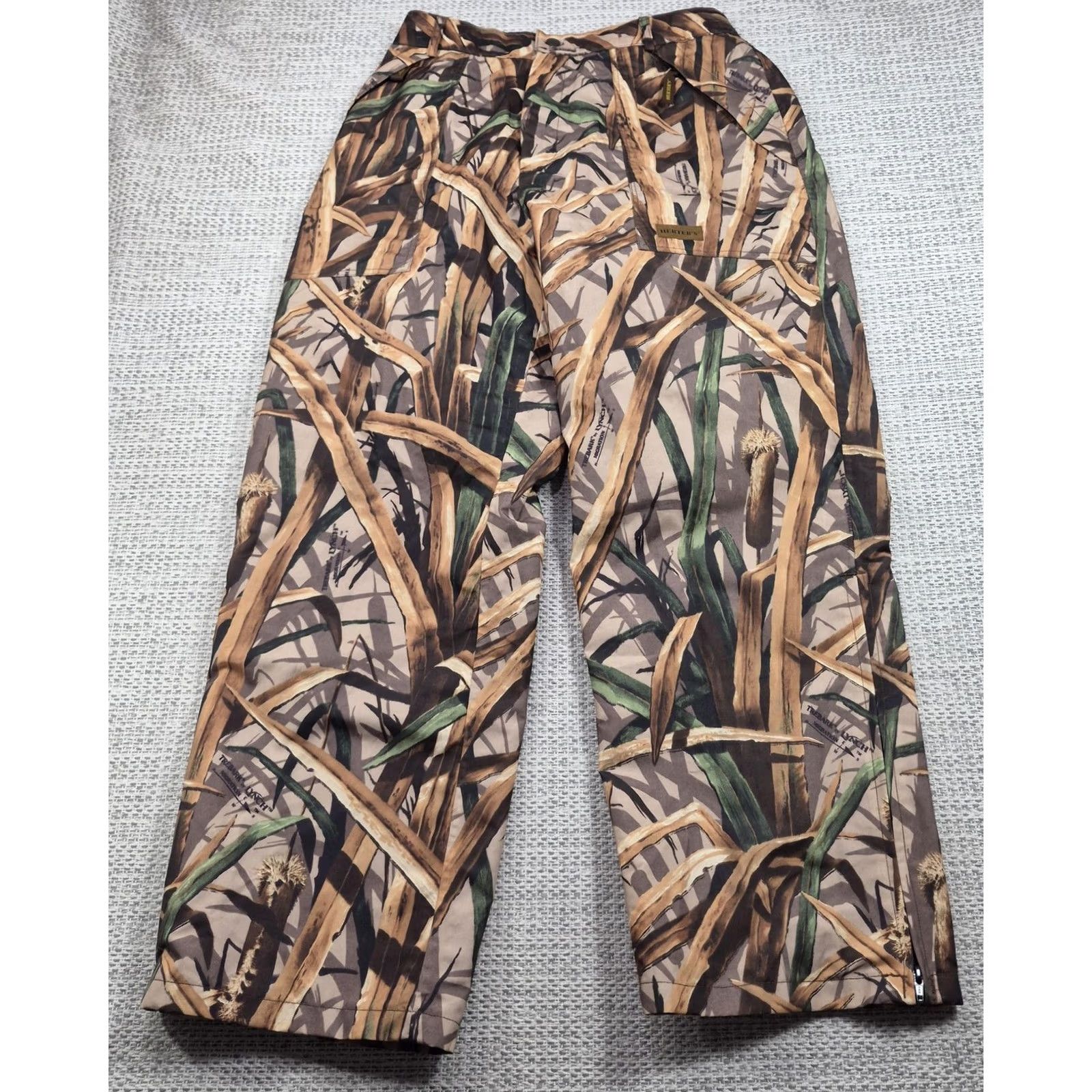 Rains Herter's Rain Pants Mens Large Brown Trebark Camo Waterproof Lined Hunting Pants Size US 33 - 2 Thumbnail