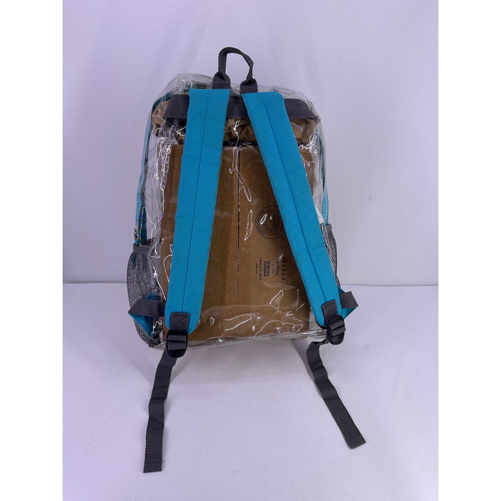 Other Adult Teenager Clear Backpack With Blue Straps 17” Tall Size ONE SIZE - 4 Thumbnail