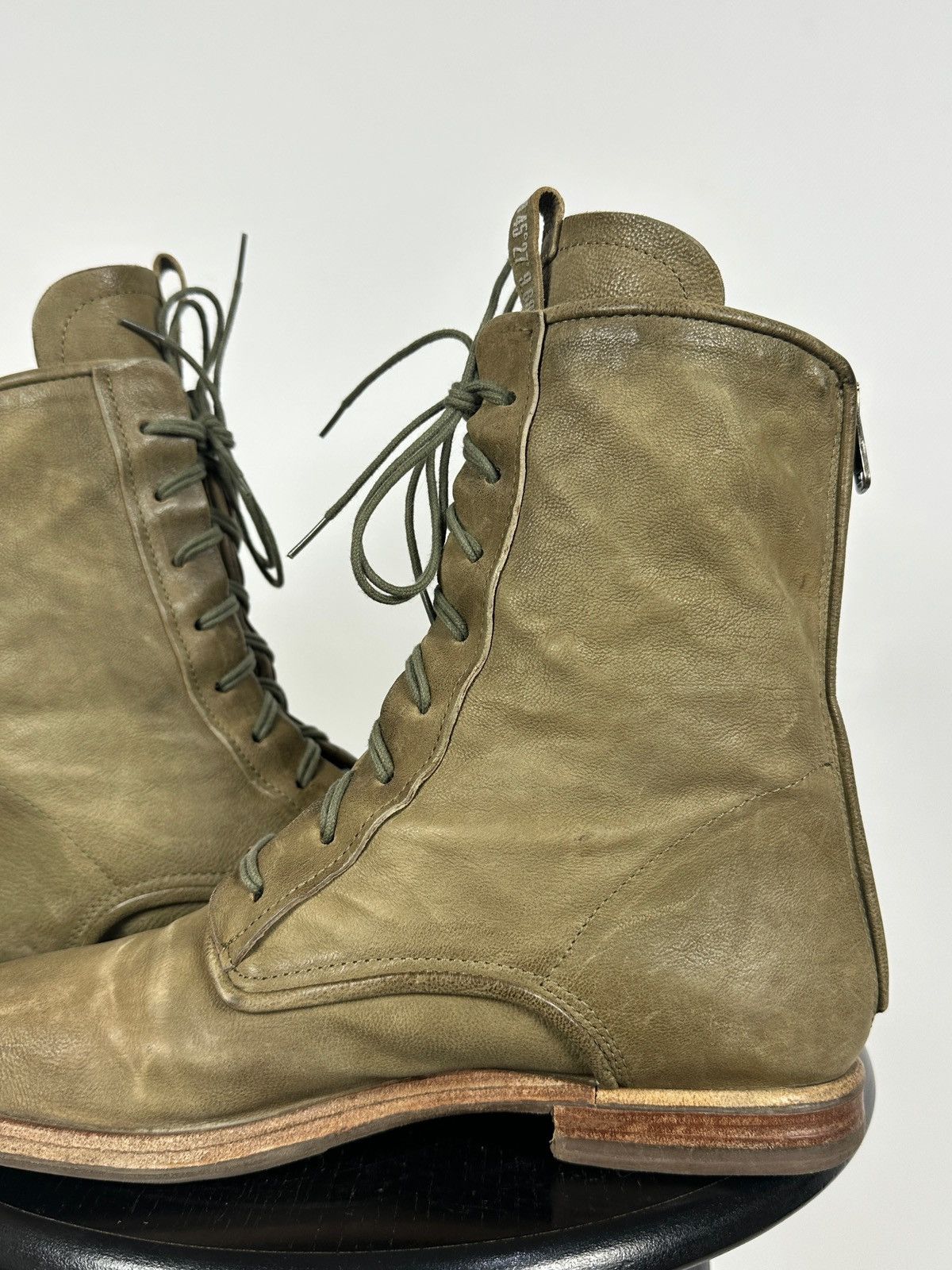 A.S.98 A.S.98. Airstep Olive Green Leather Back Zipper Ankle Boots Size US 11 / IT 41 - 19 Thumbnail