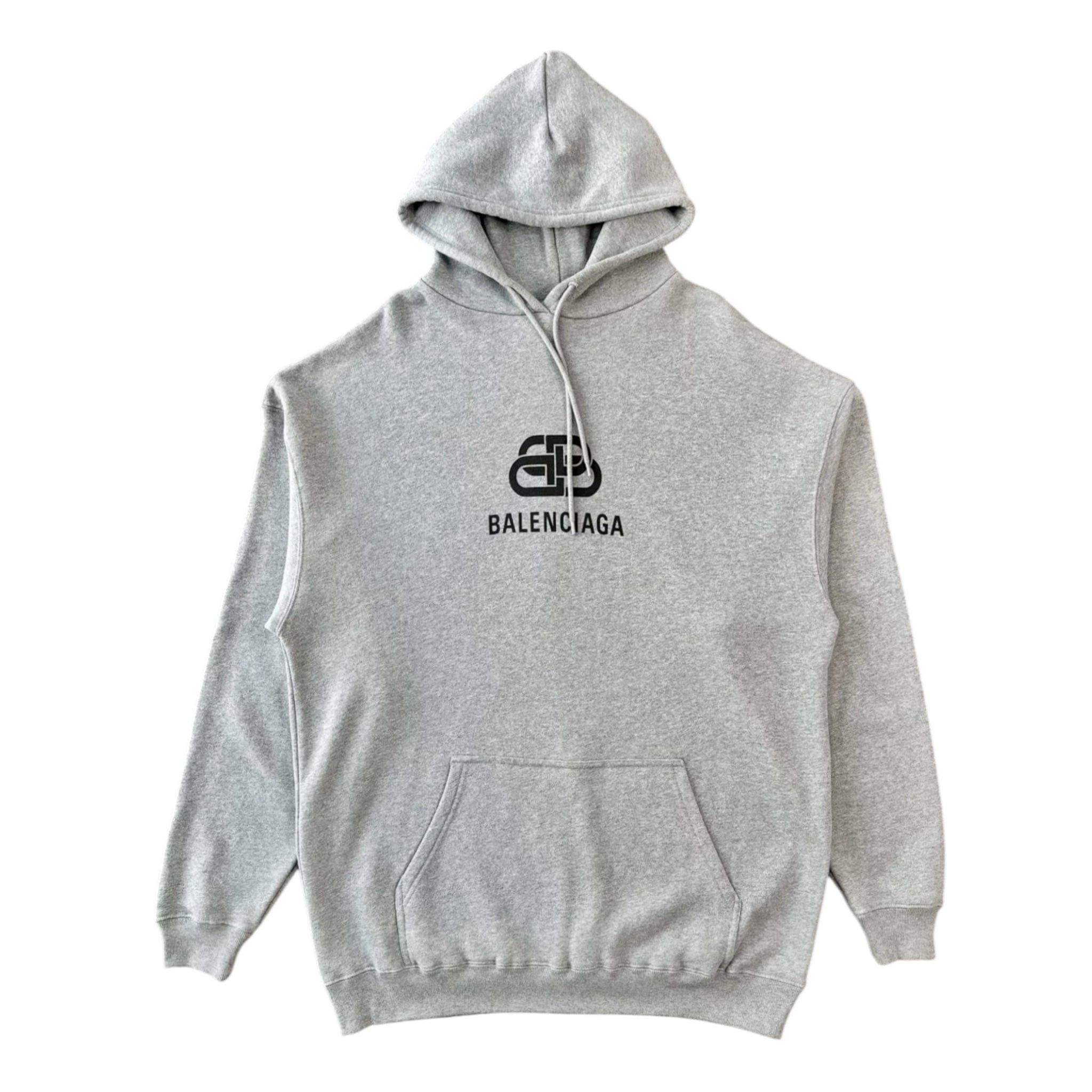 Balenciaga Oversized Interlocked BB Hooded Sweatshirt Grey Size US M / EU 48-50 / 2 - 1 Thumbnail