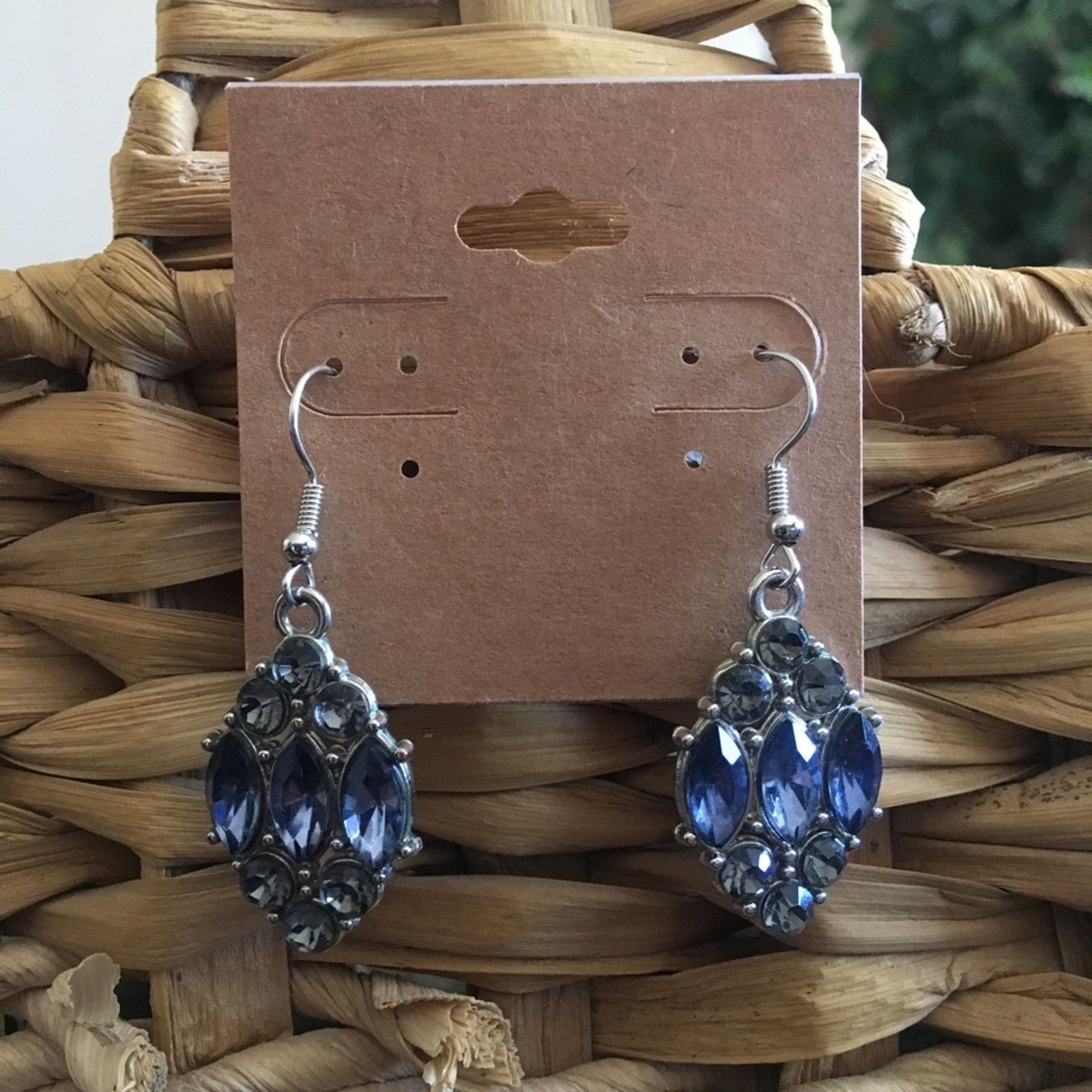 Jewelry Slate Blue Faceted Glass Stone Drop Earrings, Women's