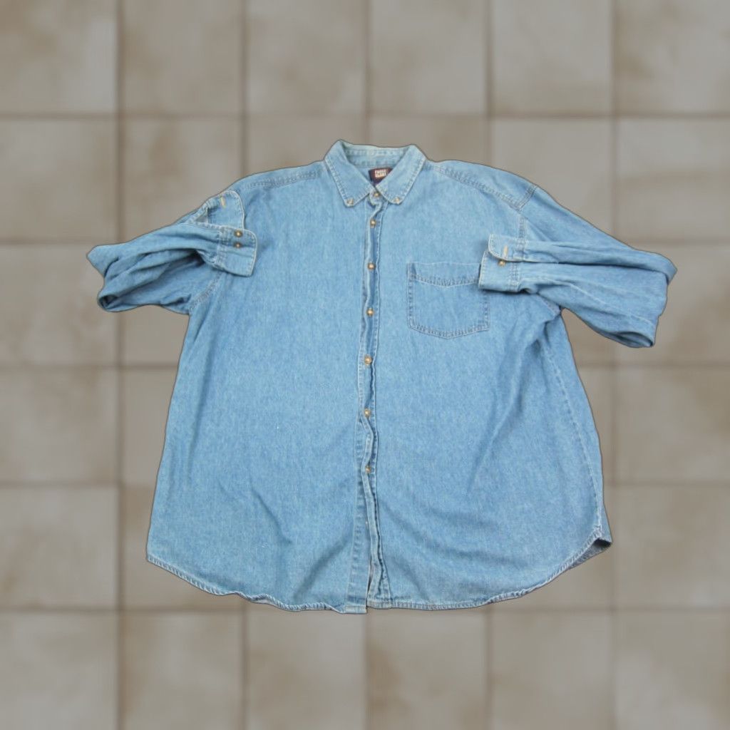 Faded Glory Faded Glory Shirt Mens XL Denim Button-Down Workwear Blue Cotton Long Sleeve Button-Up Vintage 90s Western Size US XL / EU 56 / 4 - 1 Thumbnail