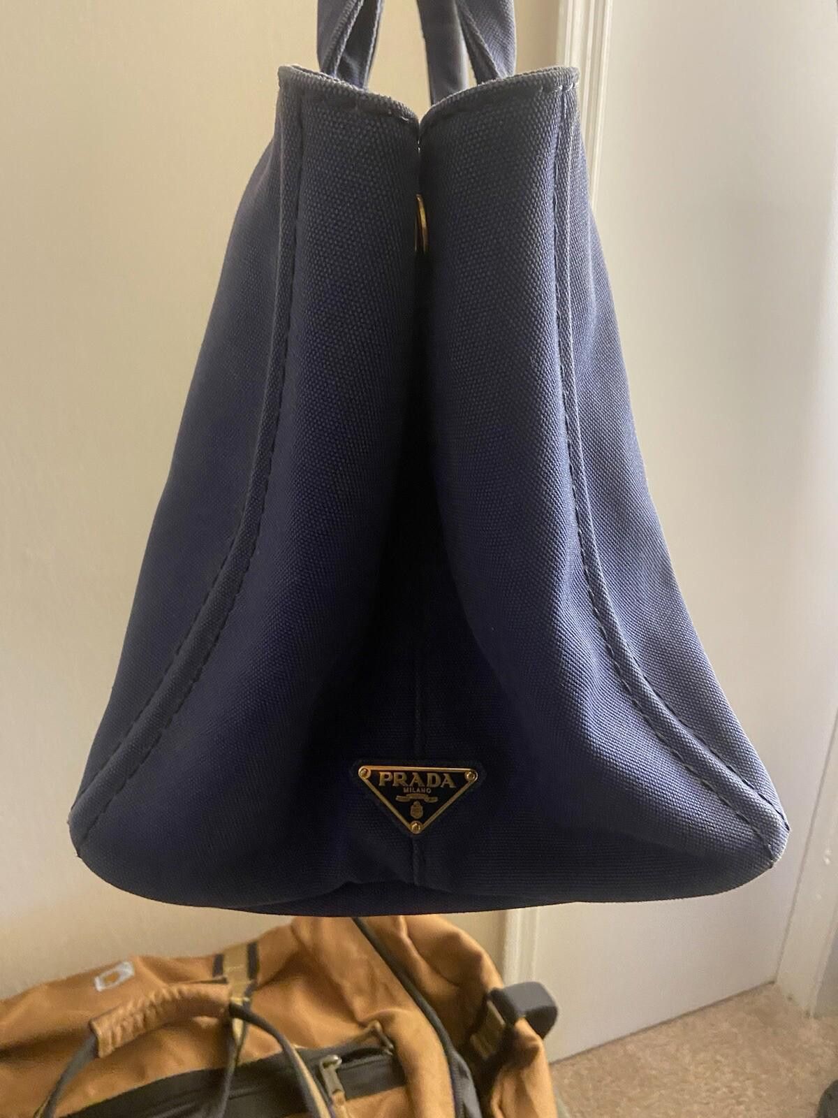 Prada Prada Canapa large size blue canvas hand shoulder tote bag Size ONE SIZE - 6 Thumbnail