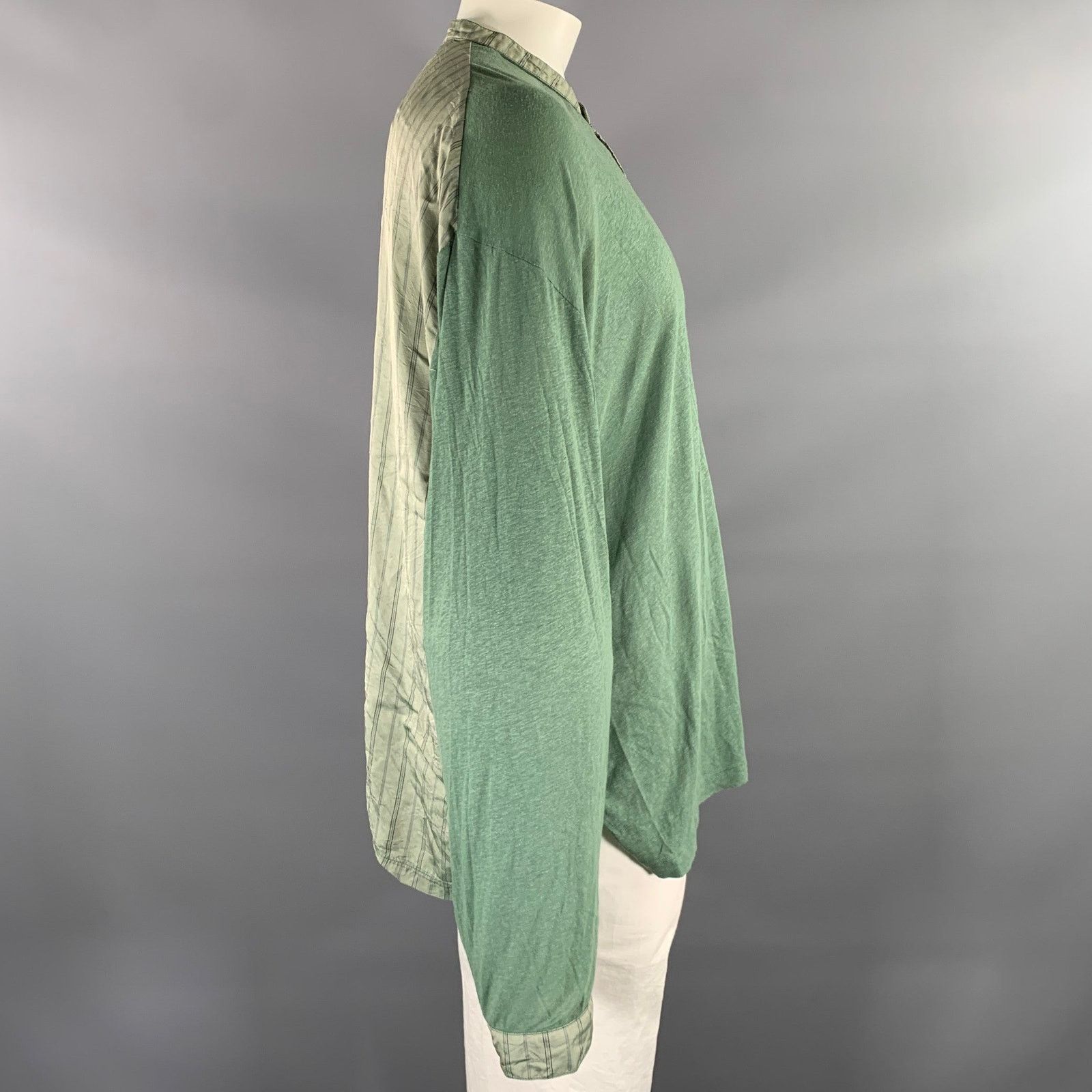 Acne Studios ACNE Size M Green Mixed Patterns Cotton Hemp Henley Size US M / EU 48-50 / 2 - 2 Thumbnail