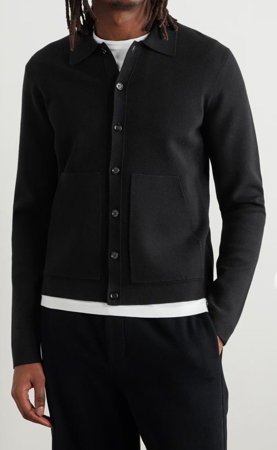 Dries Van Noten DRIES VAN NOTEN Black Spread Collar Cardigan – Sold Out Size US S / EU 44-46 / 1 - 2 Thumbnail