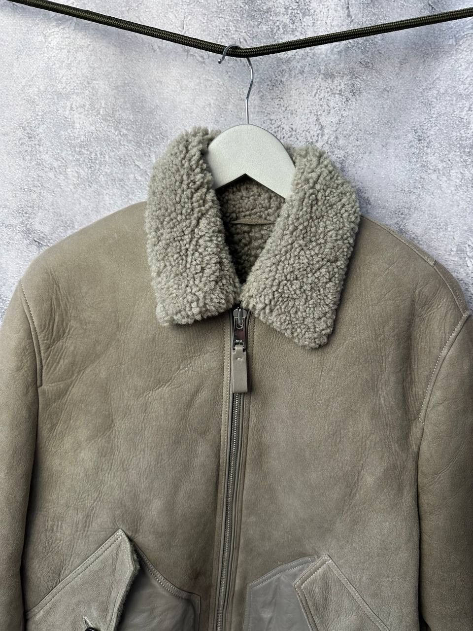 Reiss REISS Shearling Bomber Jacket Toni Grey Sheepskin Size US L / EU 52-54 / 3 - 6 Thumbnail