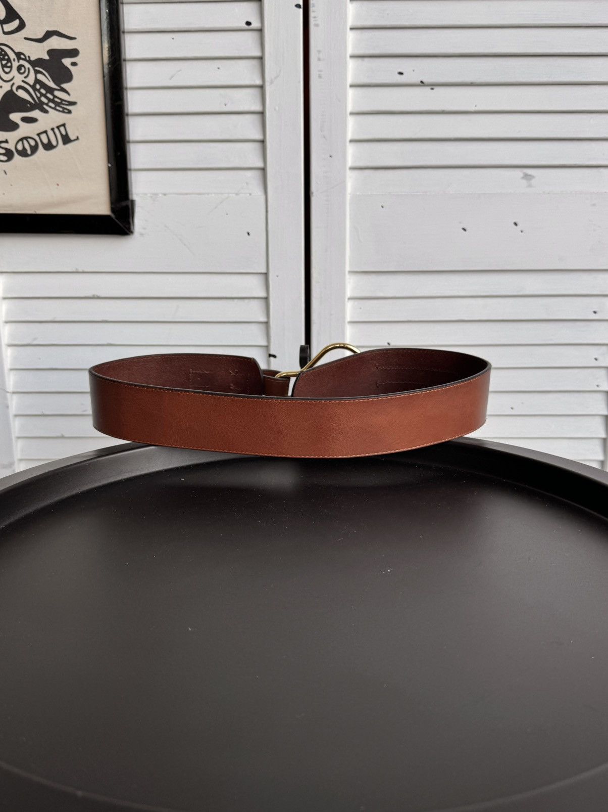 Lauren Ralph Lauren Ralph Lauren Equestrian Wide Leather Belt Gold-Tone Hook Size ONE SIZE - 8 Thumbnail