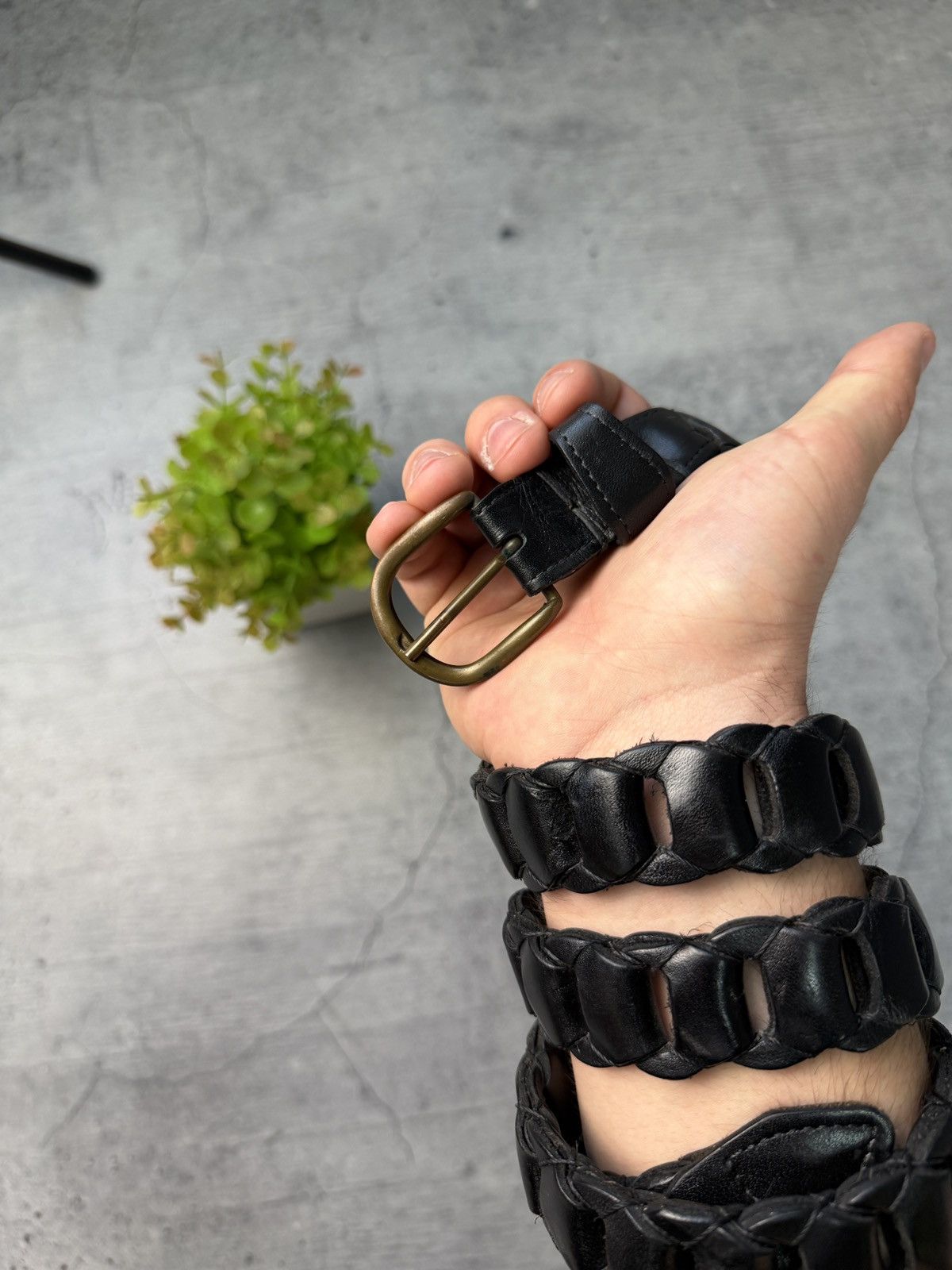 If Six Was Nine *Avant-Garde Real Faded Leather Y2K Belt Size ONE SIZE - 2 Thumbnail