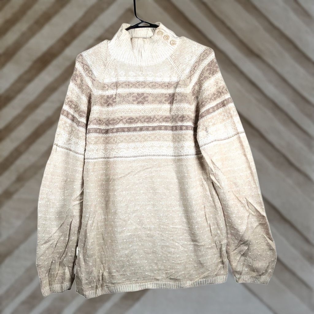 Croft & Barrow Croft & Barrow Womens Sweater Brown Mock Neck Button Accents Pullover Large Size L / US 10 / IT 46 - 1 Thumbnail