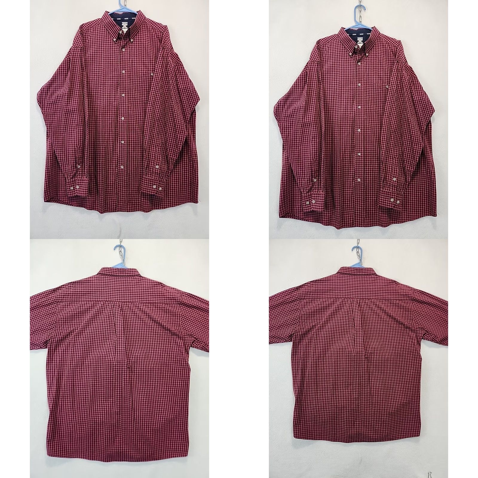 Wrangler Wrangler 20X Western Dress Shirt Red Plaid Button-Up 2XL Mens Cotton Long Sleeve Cowboy Outdoor Workwear Shirt Size 48R - 9 Thumbnail