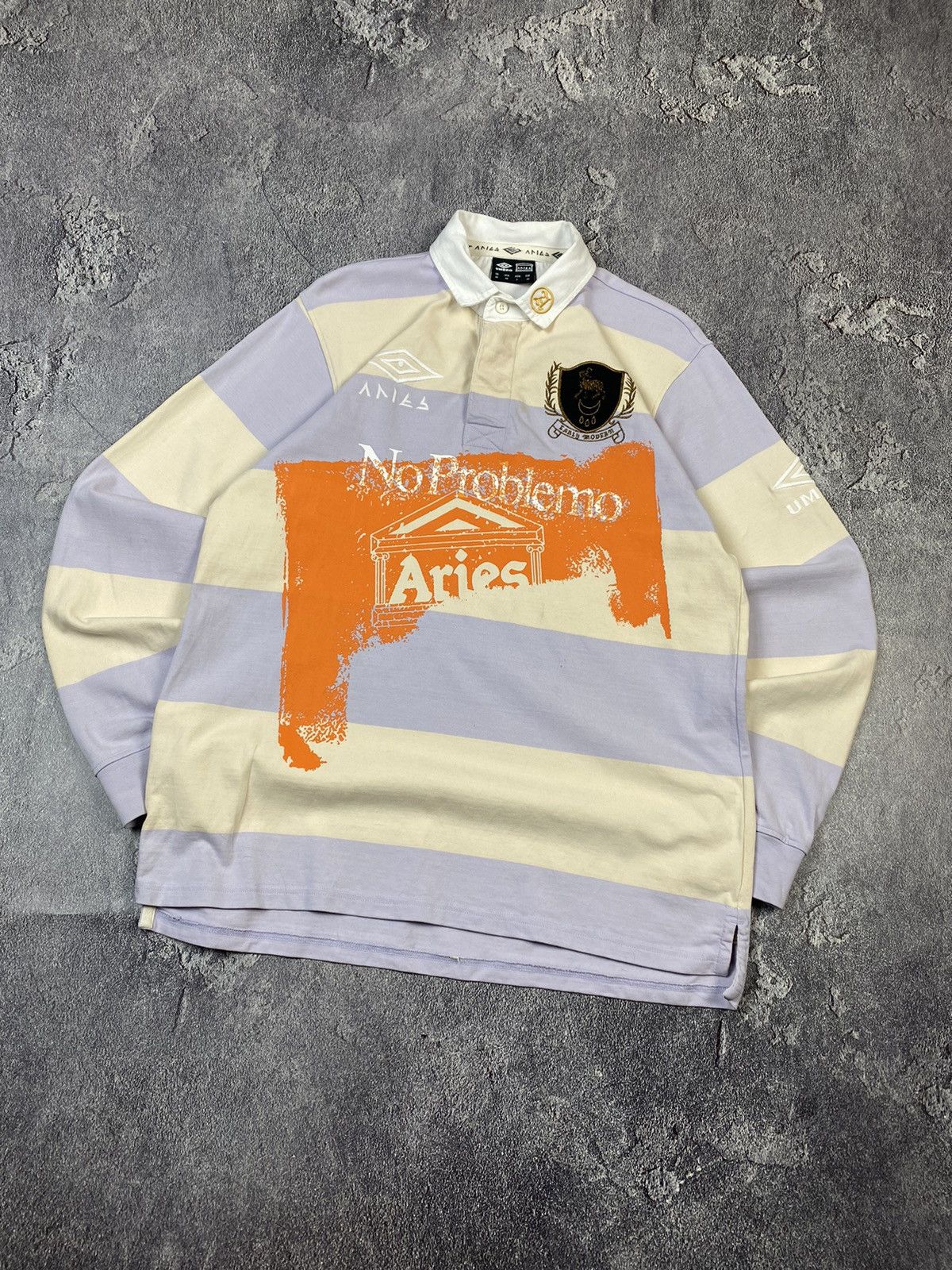 Aries x Umbro Stripe Rugby Shirt Size M Y2K