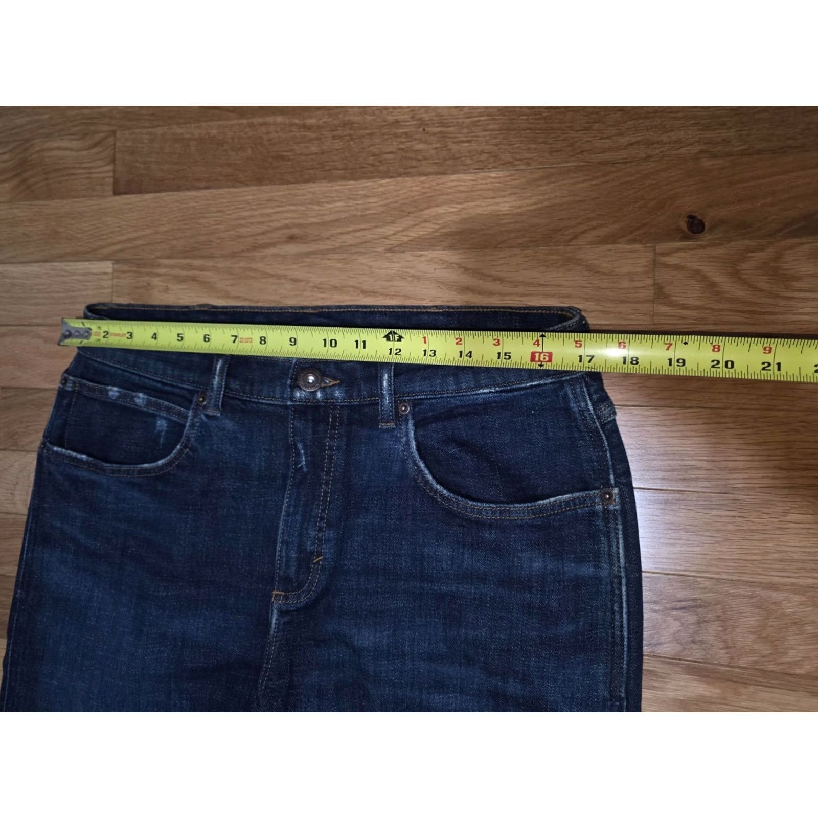 Vintage Straight Jeans Women's Blue Cotton Slim Fit Mid Rise Distressed 5 Pockets Button Closure USA Theme 8 Regular Women’s Pants Size 28" / US 6 / IT 42 - 4 Thumbnail