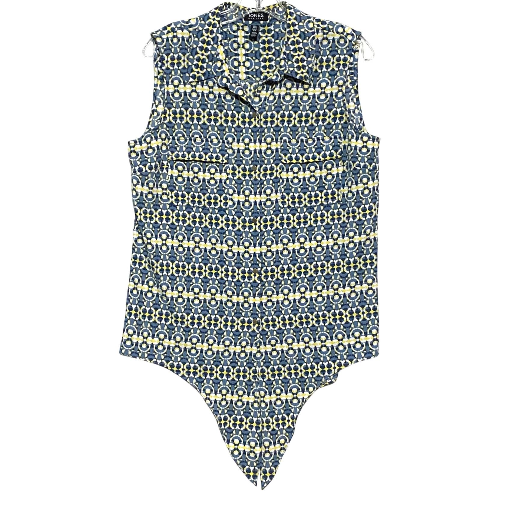 Jones New York Jones New York Sleeveless Button Top Blouse Tie Front M Boho Artsy Hippie Retro Shirt Womens M Blue Size M / US 6-8 / IT 42-44 - 3 Thumbnail