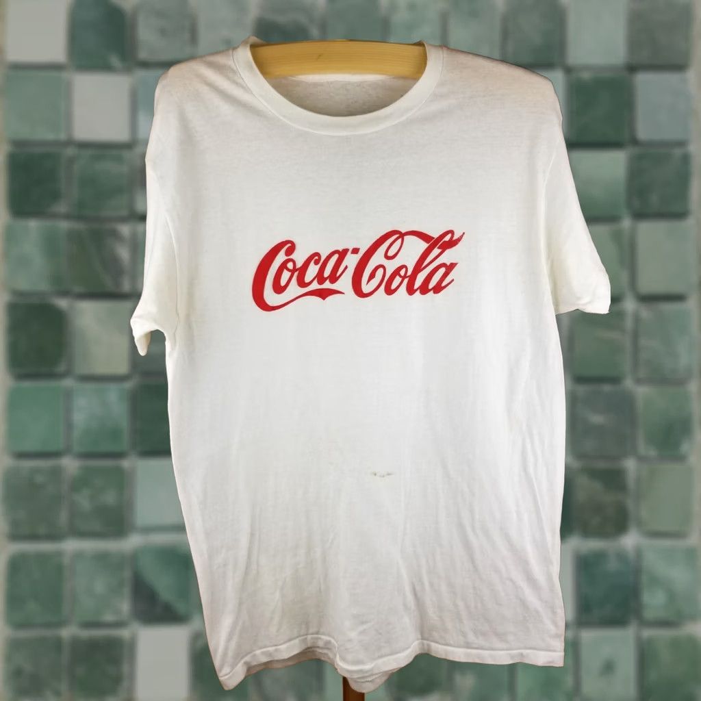 Vintage VINTAGE 80' COCA COLA COKE PROMO SINGLE STITCH WHITE T-SHIRT LARGE Mens Size US L / EU 52-54 / 3 - 1 Thumbnail