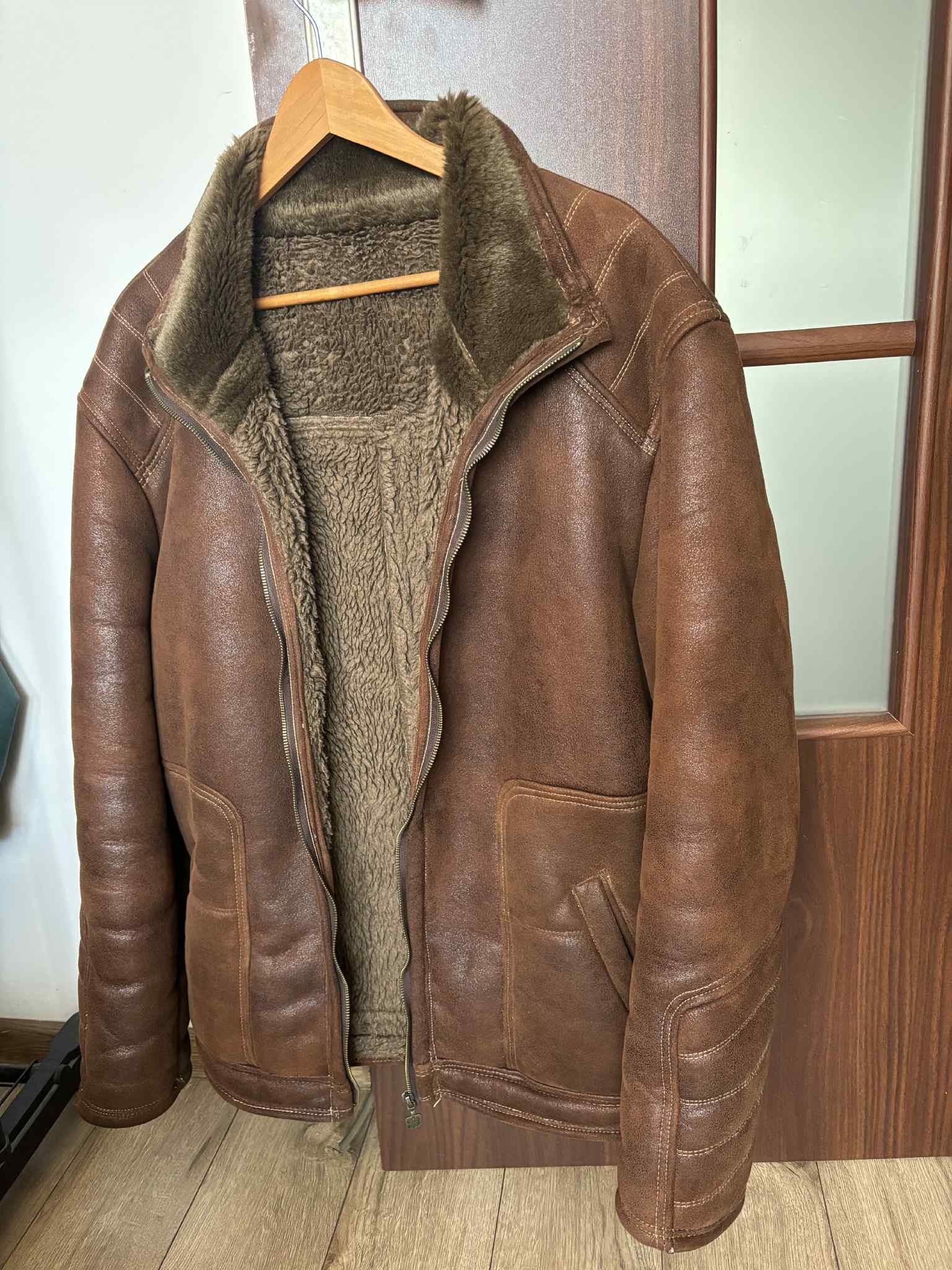 Other brown men's jacket from the 90s sheepskin flannel Size US XXL / EU 58 / 5 - 1 Thumbnail