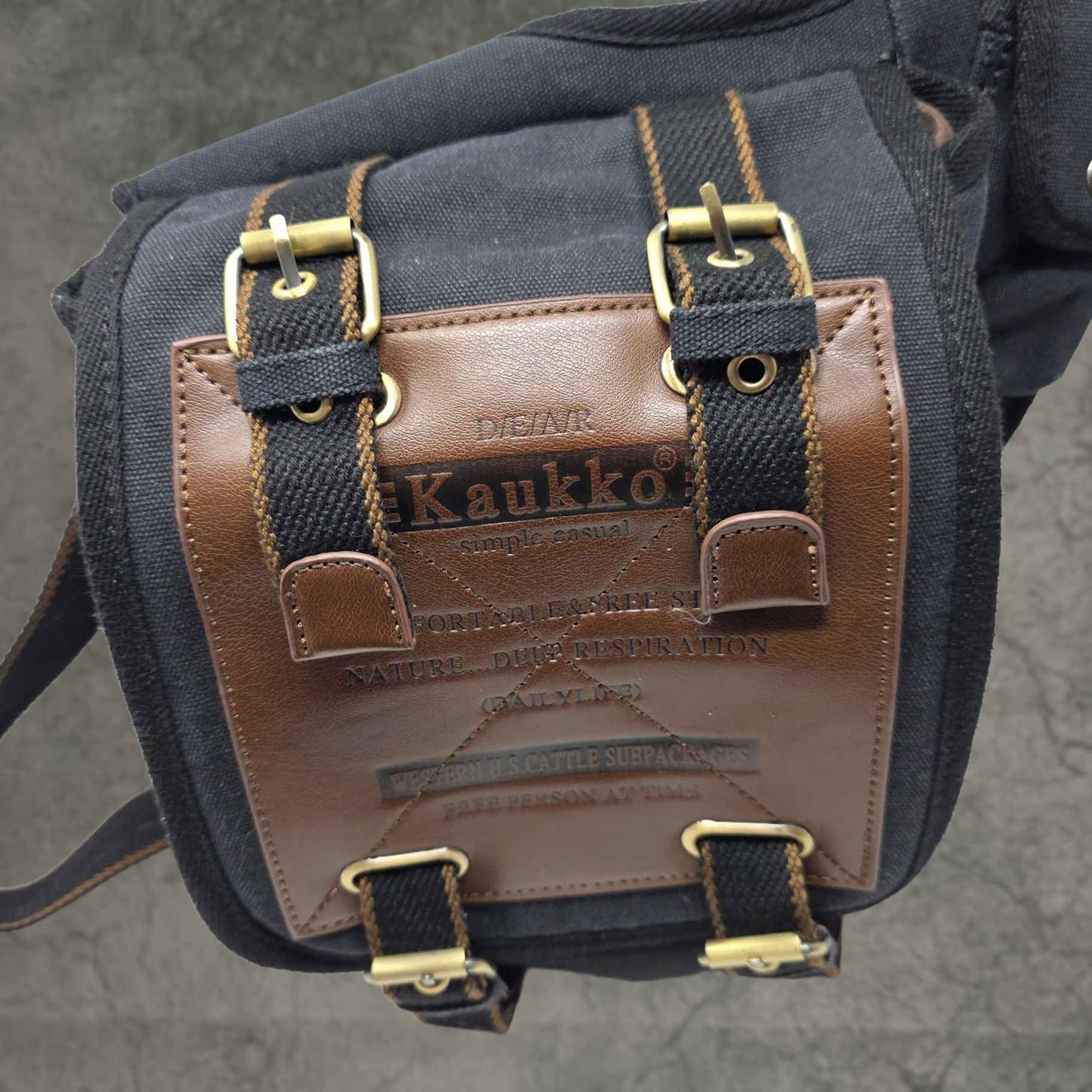 American Eagle Vintage Y2K Striped Canvas Leather Messenger Backpack Unisex American Eagle Large Bags for Men for sale | eBay main image 2