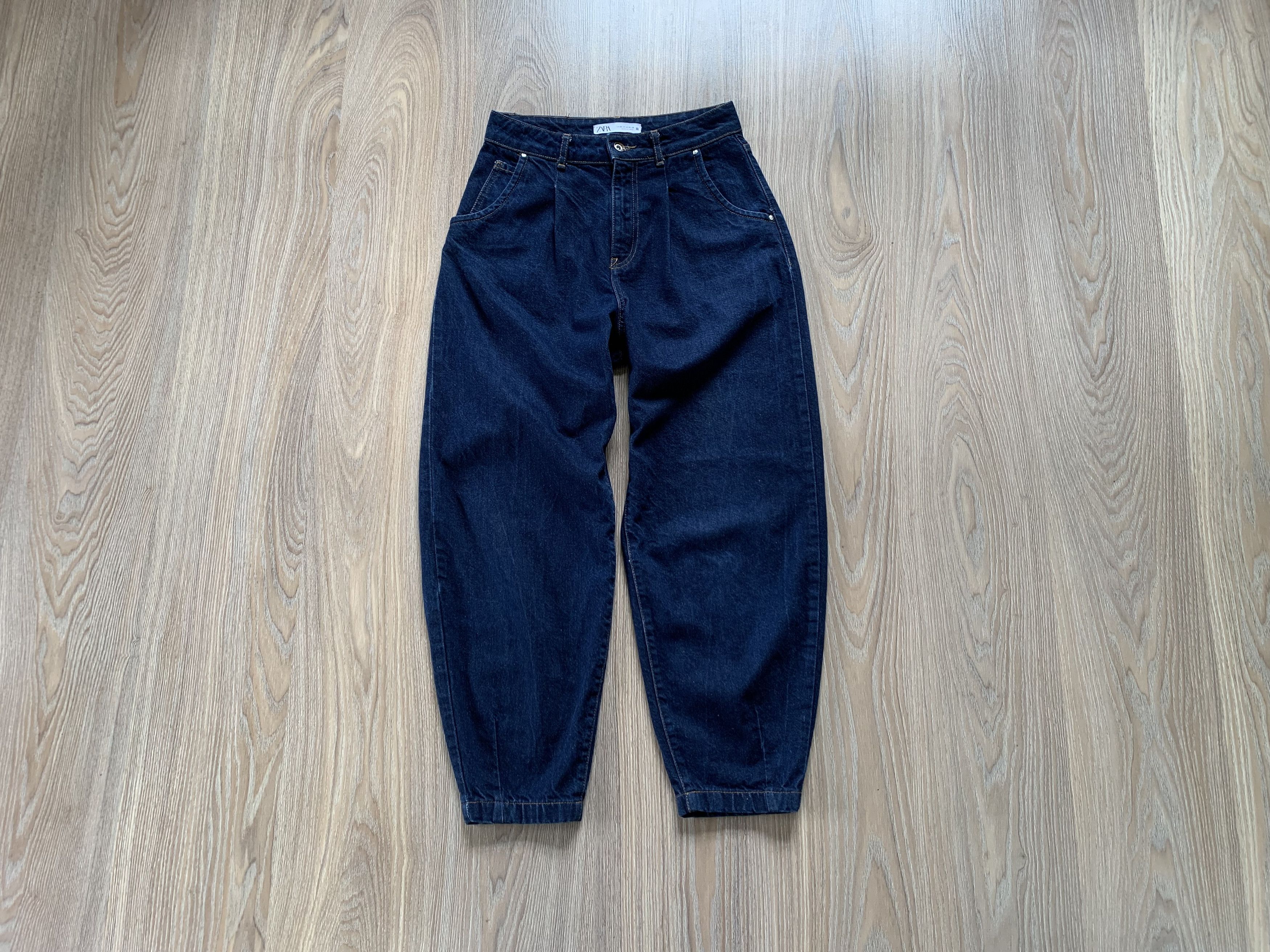 Designer × Zara Zara Navy Blue Slouchy Denim Jeans Size 26" / US 2 / IT 38 - 1 Thumbnail