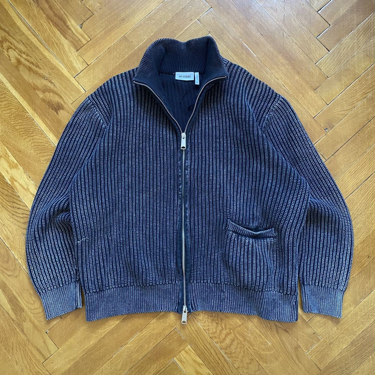 Weekday WEEKDAY Y2K HEAVY KNITTED GARMENT DYED ZIP SWEATER Size US M / EU 48-50 / 2 - 1 Thumbnail