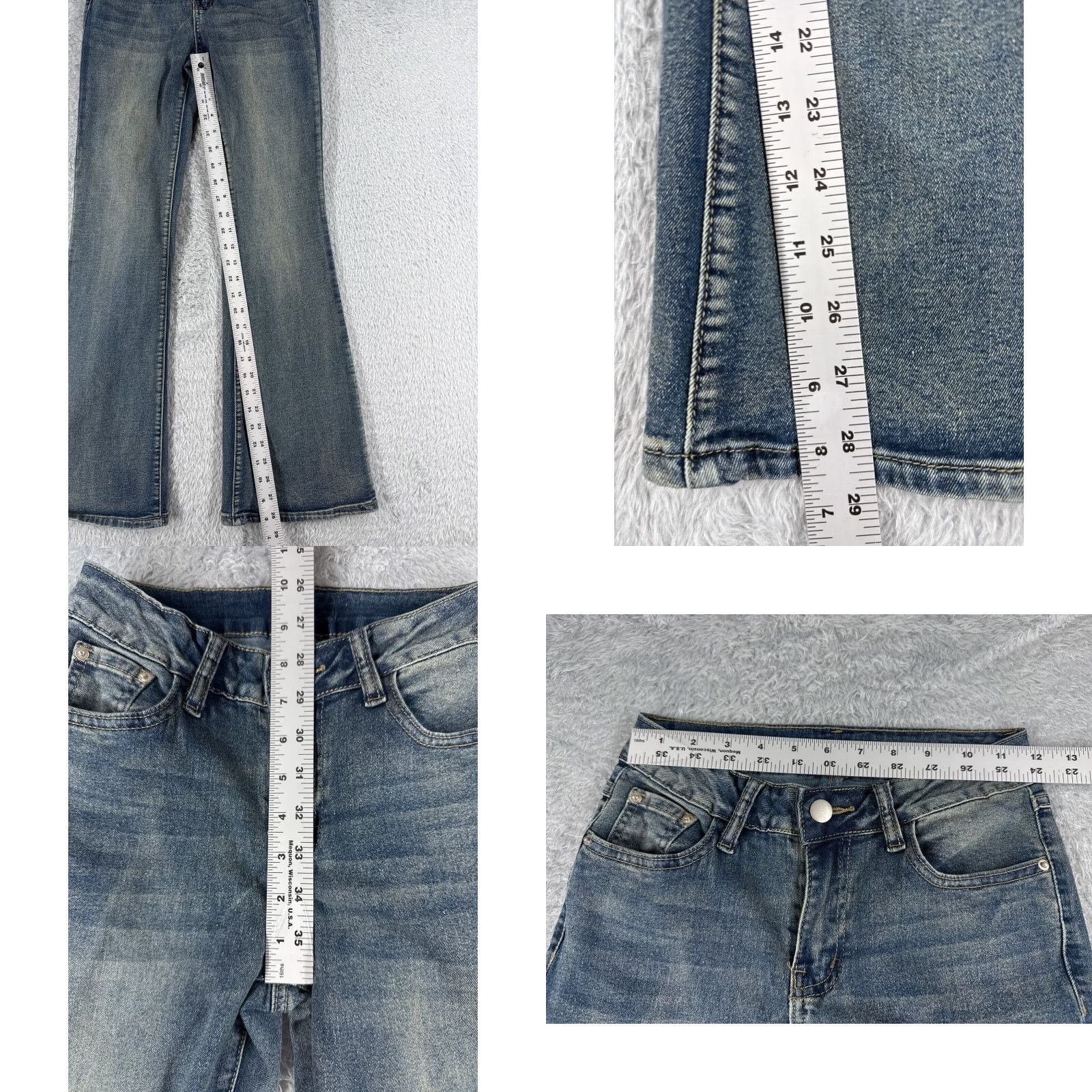 Shein SheIn Jeans Flared Denim 26 Blue Cotton Blend Stretch Low Rise 22x29 Womens Size 26" / US 2 / IT 38 - 8 Thumbnail